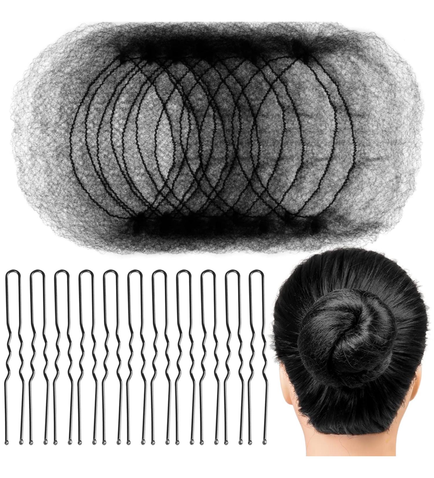 FANDAMEI 20PCS Hair Nets & 40PCS U Shaped Hair Pins Set for Women & Girls - Black Ballet Bun Maker Dance Accessories - Buy Online on GoSupps.com