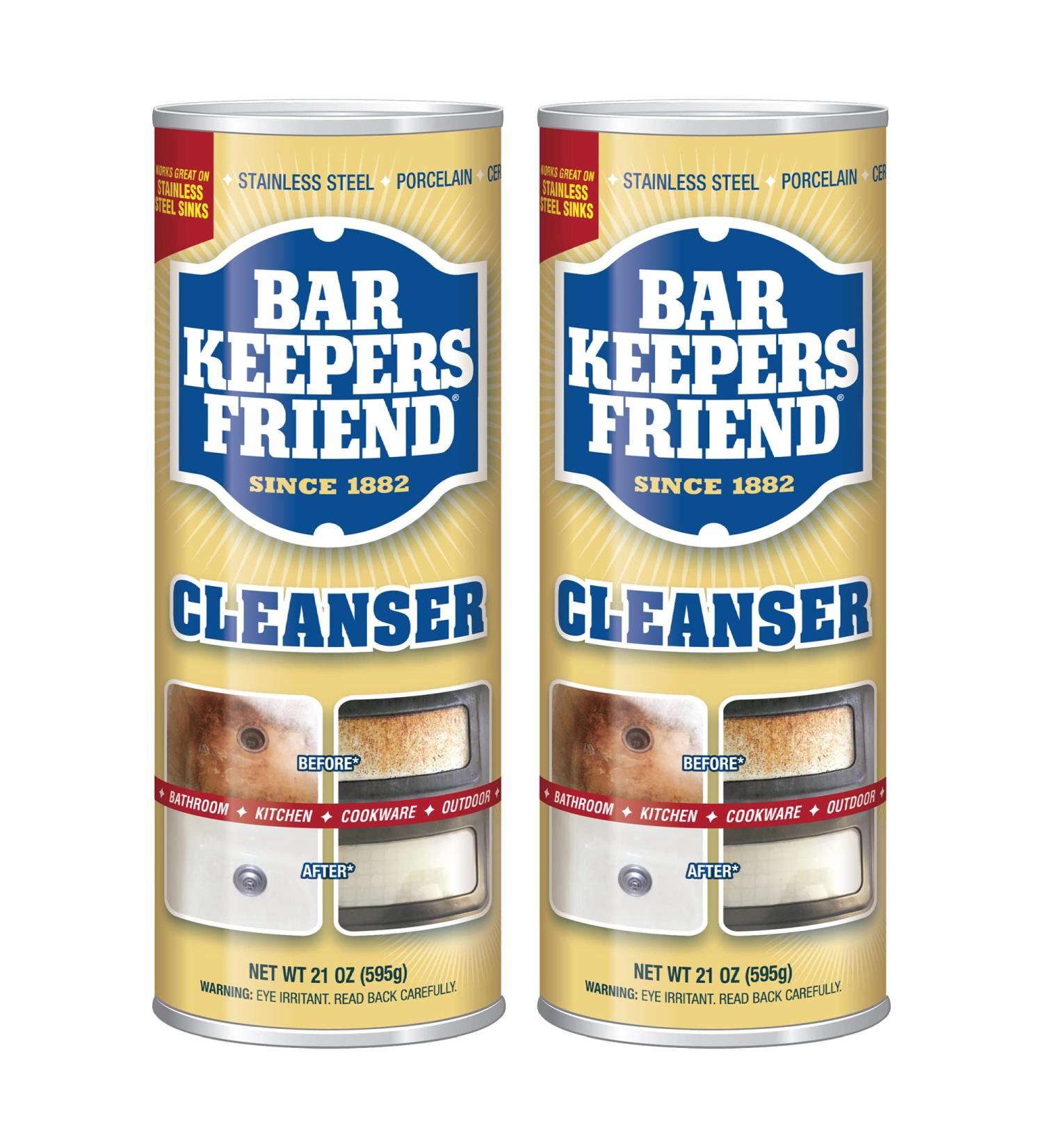 Bar Keepers Friend Powder Cleanser 21 oz - Multipurpose Cleaner & Stain Remover for Kitchen Bathroom & Outdoor - Safe on Stainless Steel Aluminum Brass & More - International Shipping Available - Buy Online on GoSupps.com