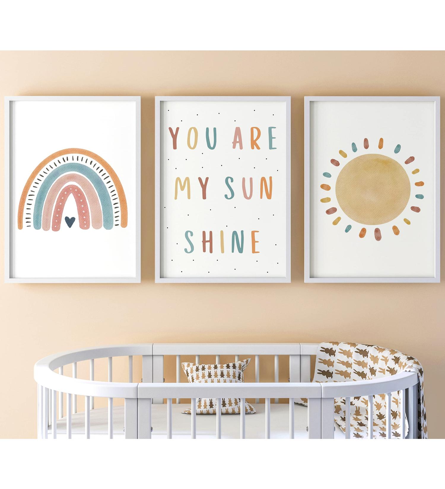 You are My Sunshine Set of 3 - Rainbow Wall Art for Kids' Rooms | Boho-Style Decor & Lyrics Posters (A4) - Buy Online on GoSupps.com