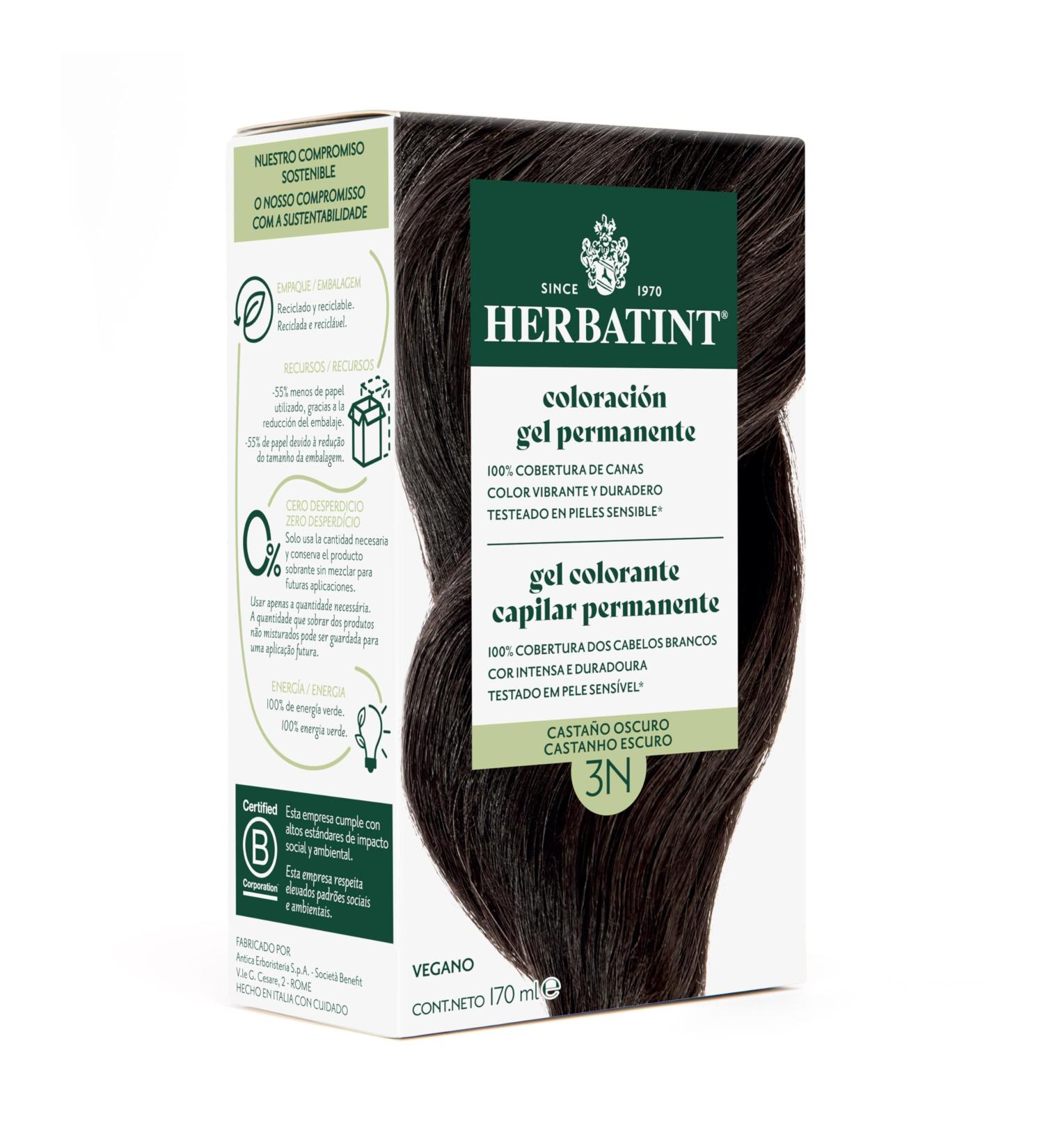  Herbatint Herbatint Permanent Hair Dye 3N Dark Brown 170 ml | Ammonia-free 100% gray coverage | Dermatologically tested with 8 natural extracts - Buy Online on GoSupps.com