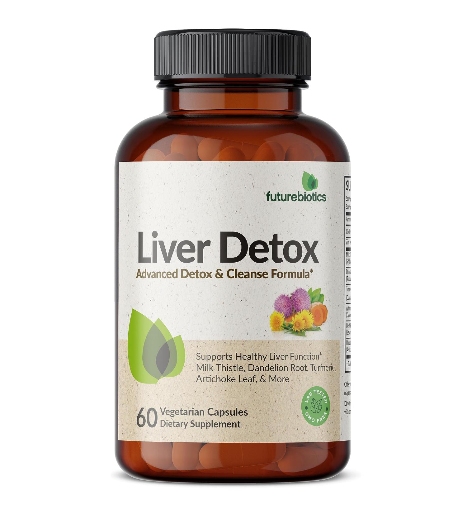 Futurebiotics Liver Detox - Advanced Cleanse Formula with Milk Thistle Dandelion & Turmeric | Non-GMO 60 Veg Capsules for Healthy Liver Support - Buy Online on GoSupps.com