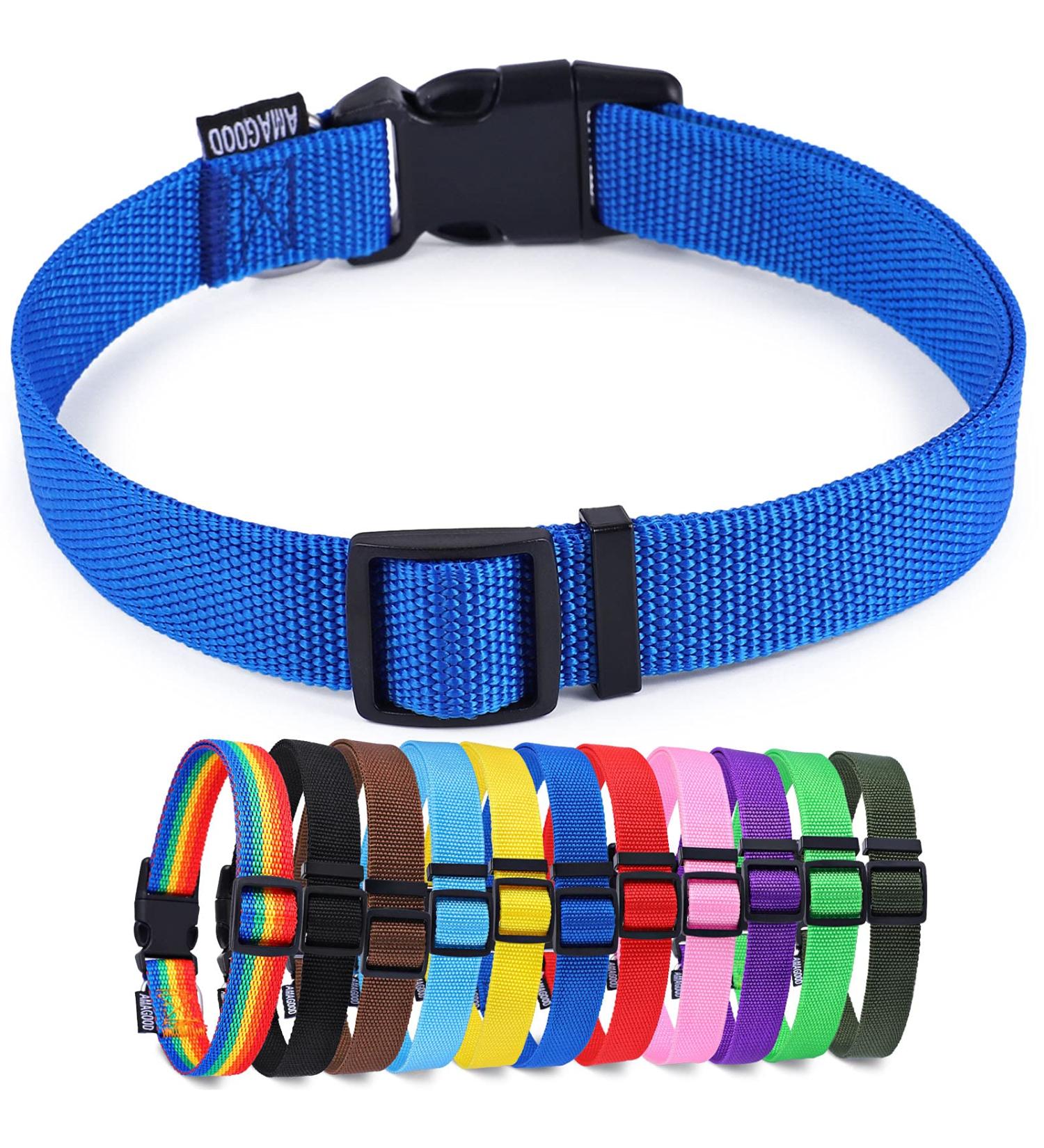 AMAGOOD Classic Nylon Adjustable Dog/Cat Collar - Medium Blue - Buy Online on GoSupps.com