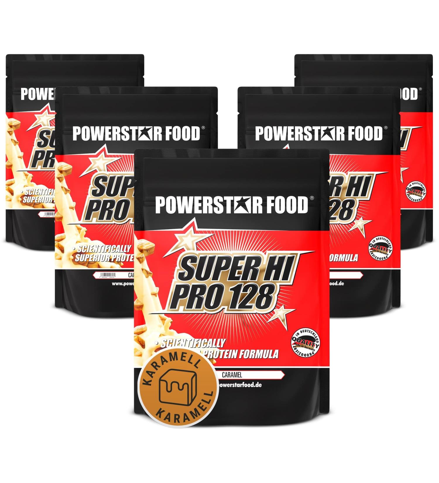 Powerstar Super Hi Pro 128 | Multi-Component Protein Powder | 80% Protein | Caramel Flavor | 5x1000g Pack | Muscle Building & Weight Loss Shake - Buy Online on GoSupps.com