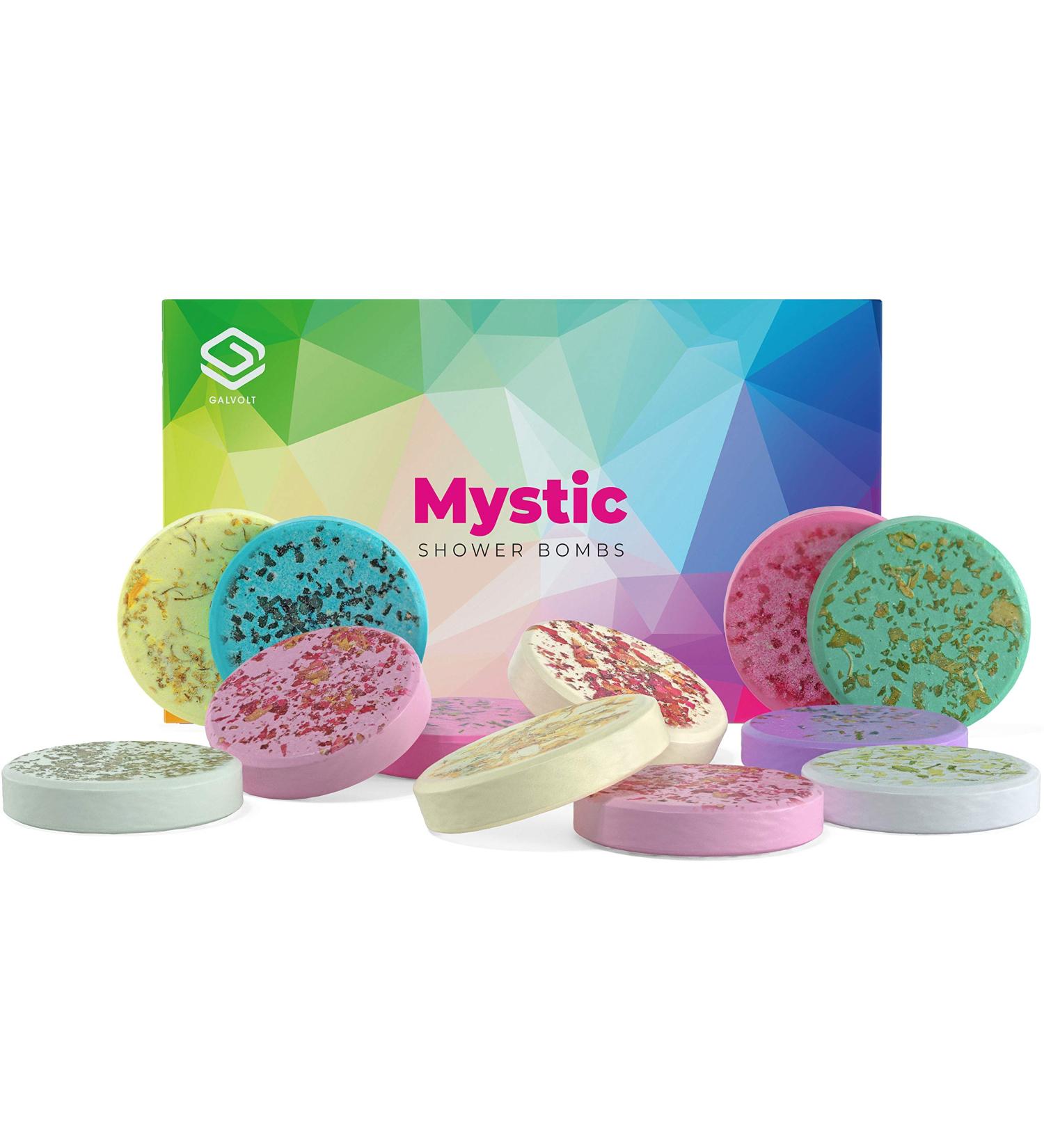 Mystic Set of 12 Shower Bombs - Aromatherapy Essential Oils for Home Spa | Vaporizing Shower Tablets for Mom and Wife - Buy Online on GoSupps.com