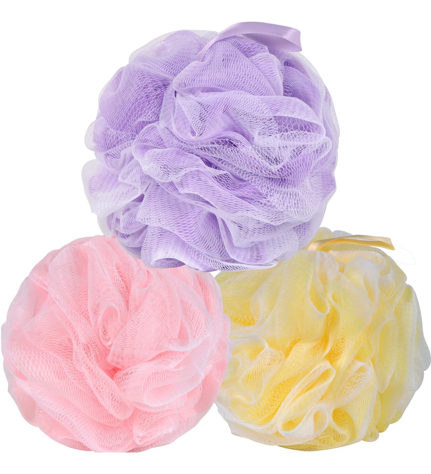 Soft Mesh Bath Loofah Sponge Shower Puff for Body Wash - 3 Pack 75g XL - Body Scrubber Exfoliator for Women & Men - Bathing Accessories - Buy Online on GoSupps.com