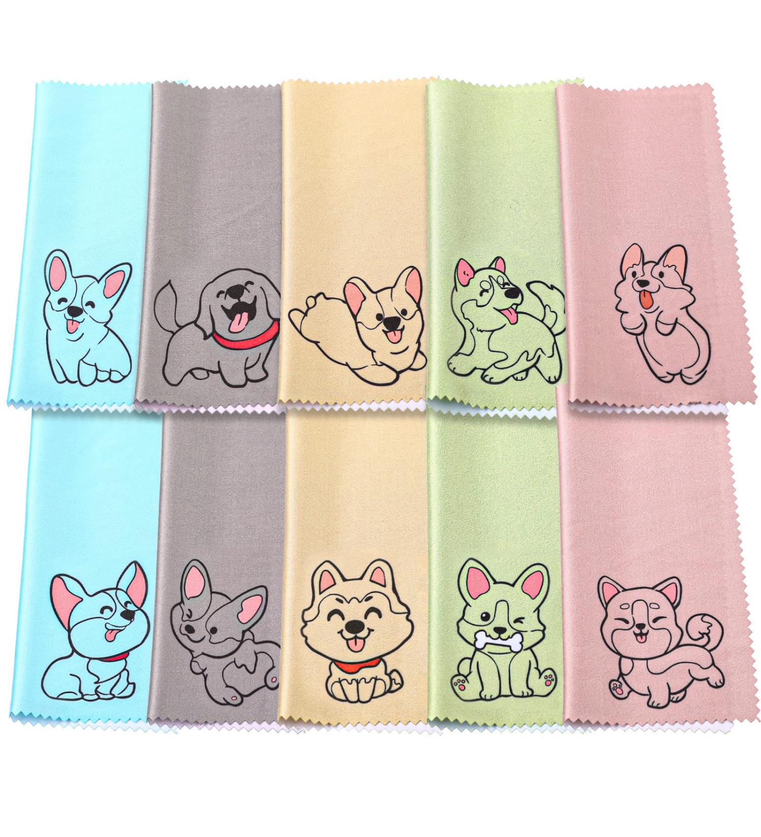 20 Pcs Microfiber Cleaning Cloths - Cute Dog Design Soft Multicolor Eyeglasses & Lens Cleaner 6x6 Inches - Ideal for Screens & Glasses - Buy Online on GoSupps.com