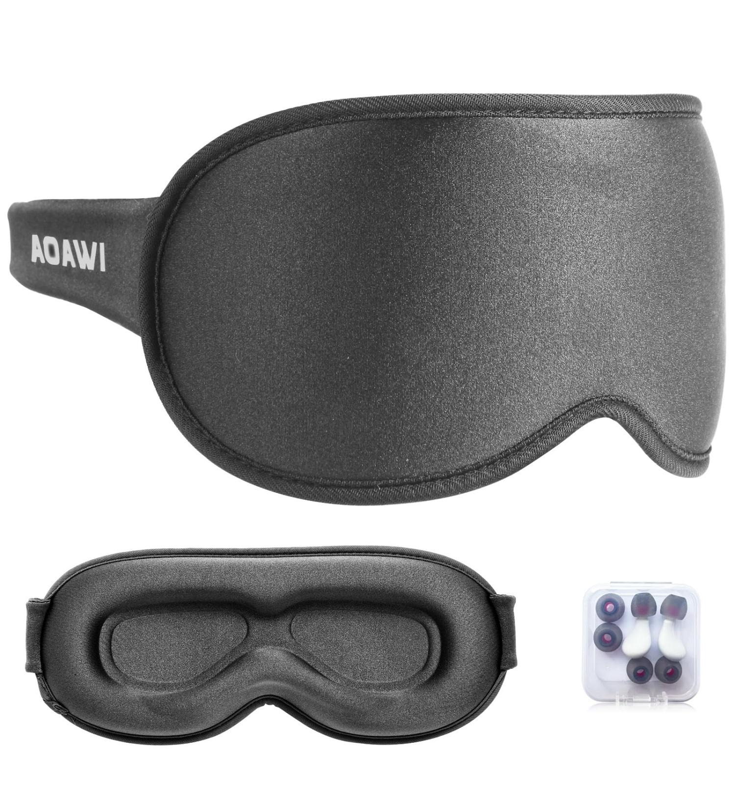 3D Contoured Cup Sleeping Eye Mask Soft Breathable & Comfortable for Travelers & Side Sleepers | Adjustable with Silicone Ear Plugs for Noise Reduction - Buy Online on GoSupps.com