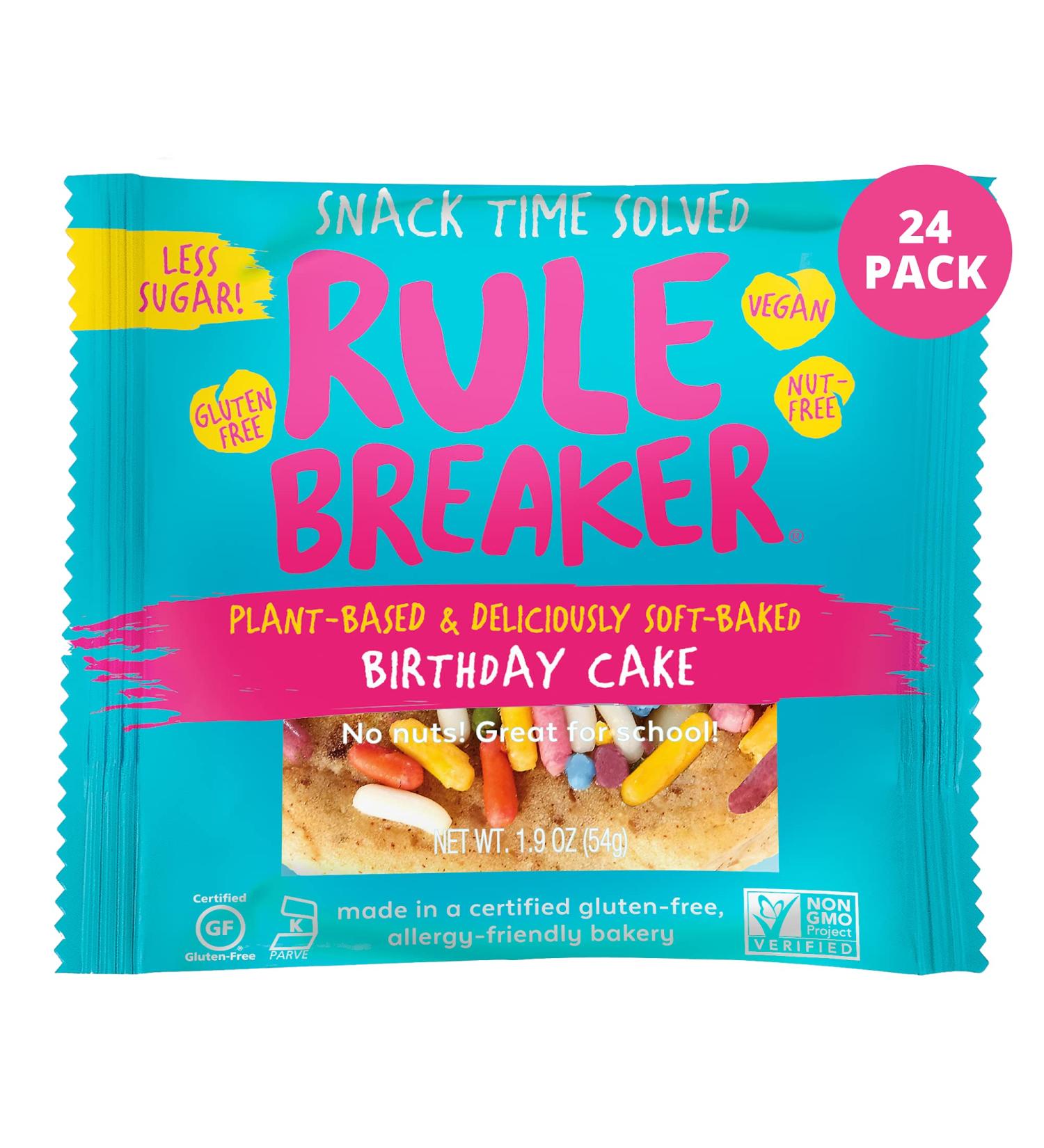 Rule Breakers Birthday Cake Blondie Cookies | Vegan Gluten-Free Snacks | Plant-Based & Allergen-Free | Soft-Baked School Safe Treats | Pack of 24 - 1.9 oz - Buy Online on GoSupps.com