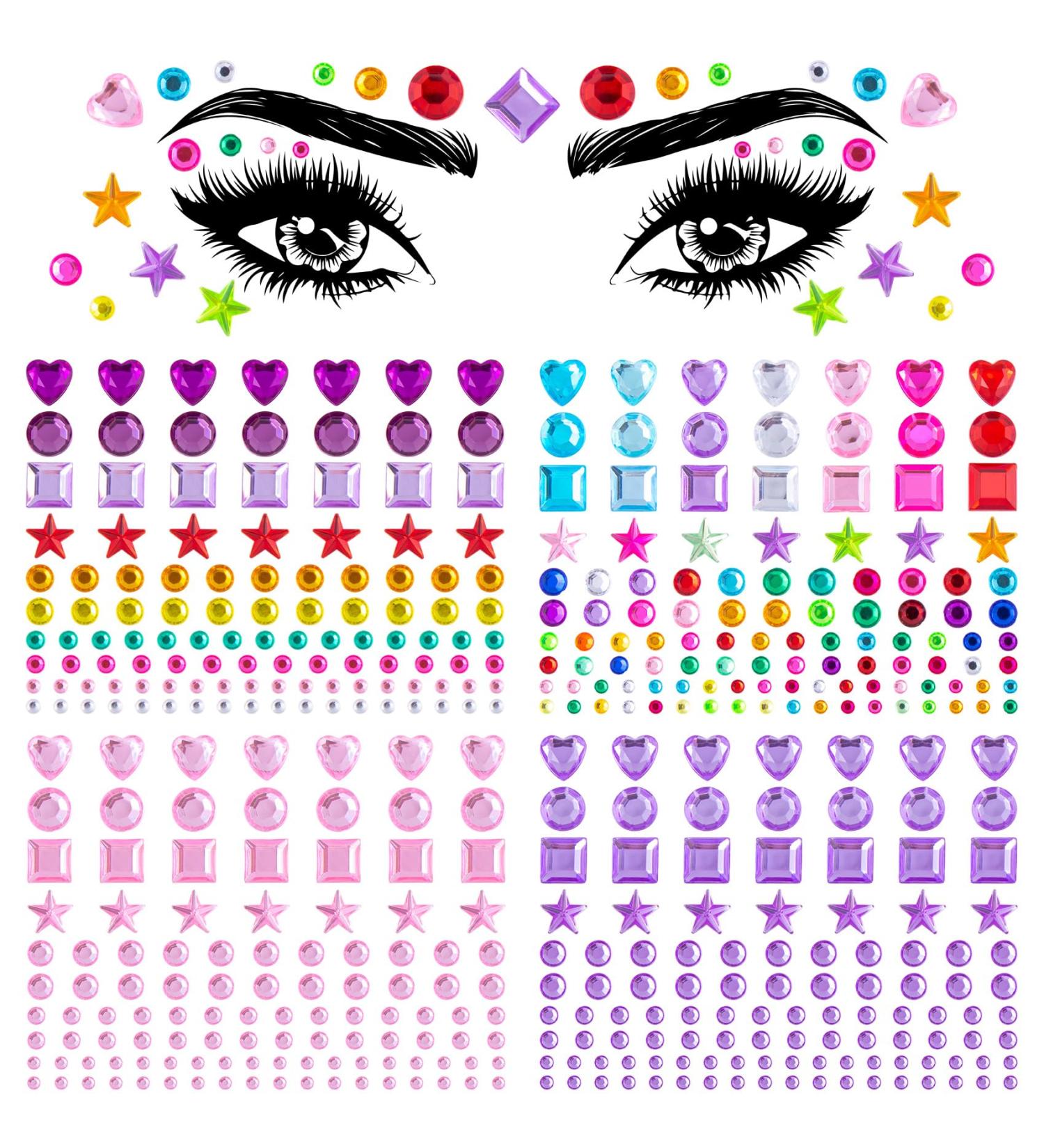 Shop OIIKI 4 Sheets Gem Stickers Colorful Rhinestone Face Gems for Women | Perfect for Hair Eyes & Parties - Buy Online on GoSupps.com