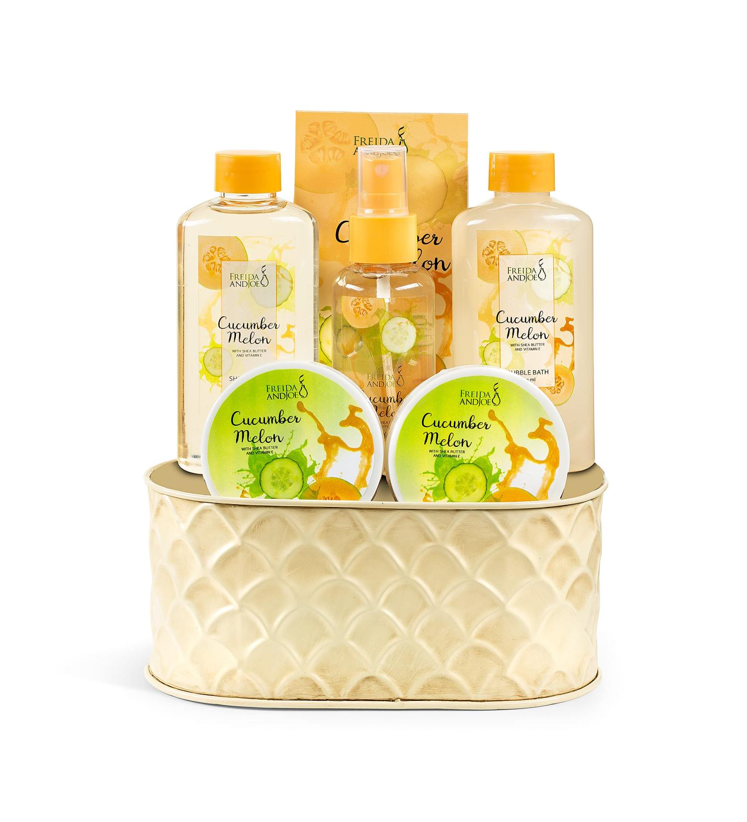 Cucumber Melon Bath & Body Spa Gift Set for Women - Ultimate 7-Piece Relaxation Basket | Body Mist Lotion Shower Gel & Bubble Bath Salts | Perfect International Shipping - Buy Online on GoSupps.com
