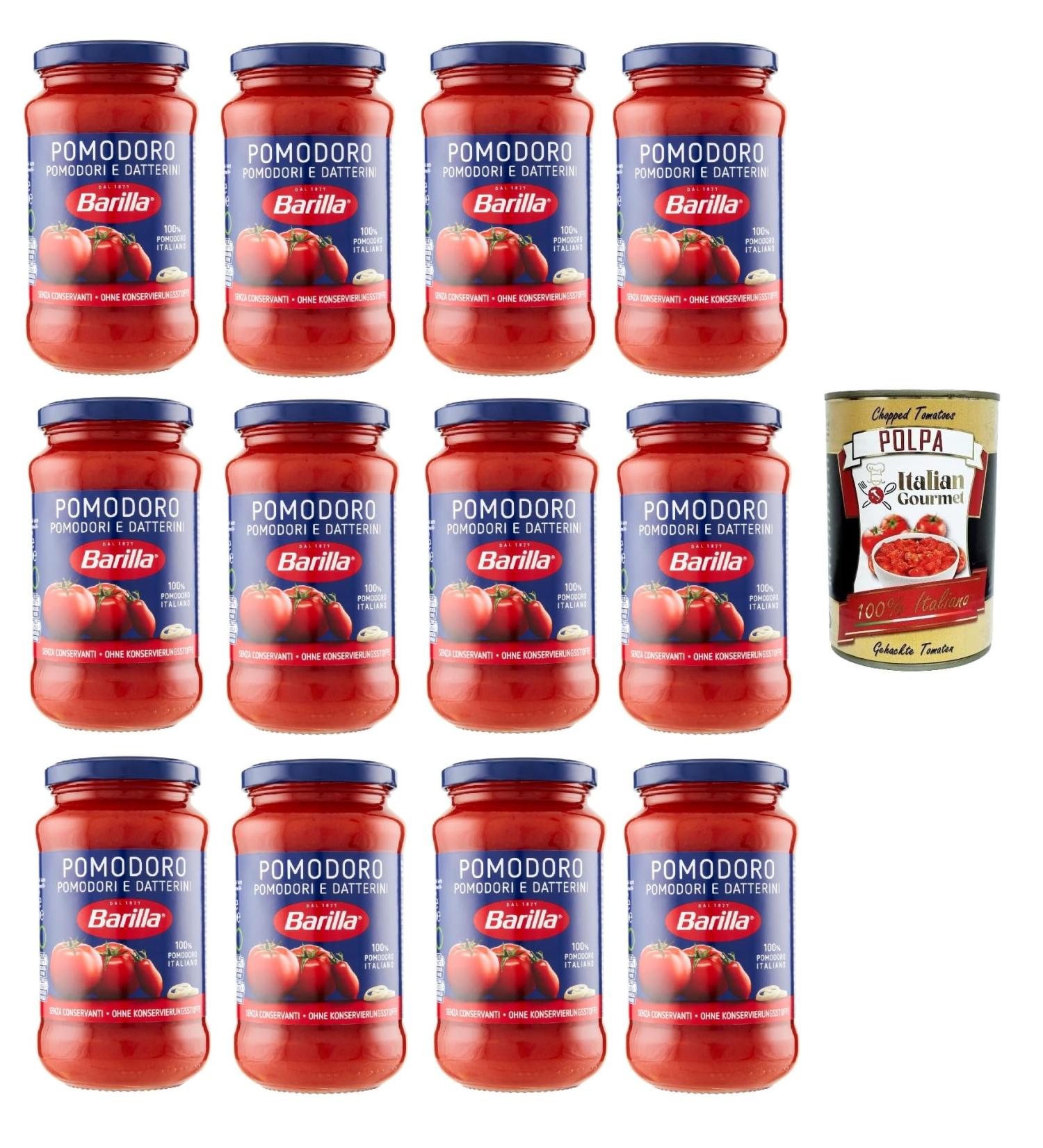  Italian Gourmet E.R. Barilla Tomato and Datterini Sauce 100% Italian Tomato Sauces 400 g + Italian Gourmet Pulp 400 g 12 Pieces - Buy Online on GoSupps.com