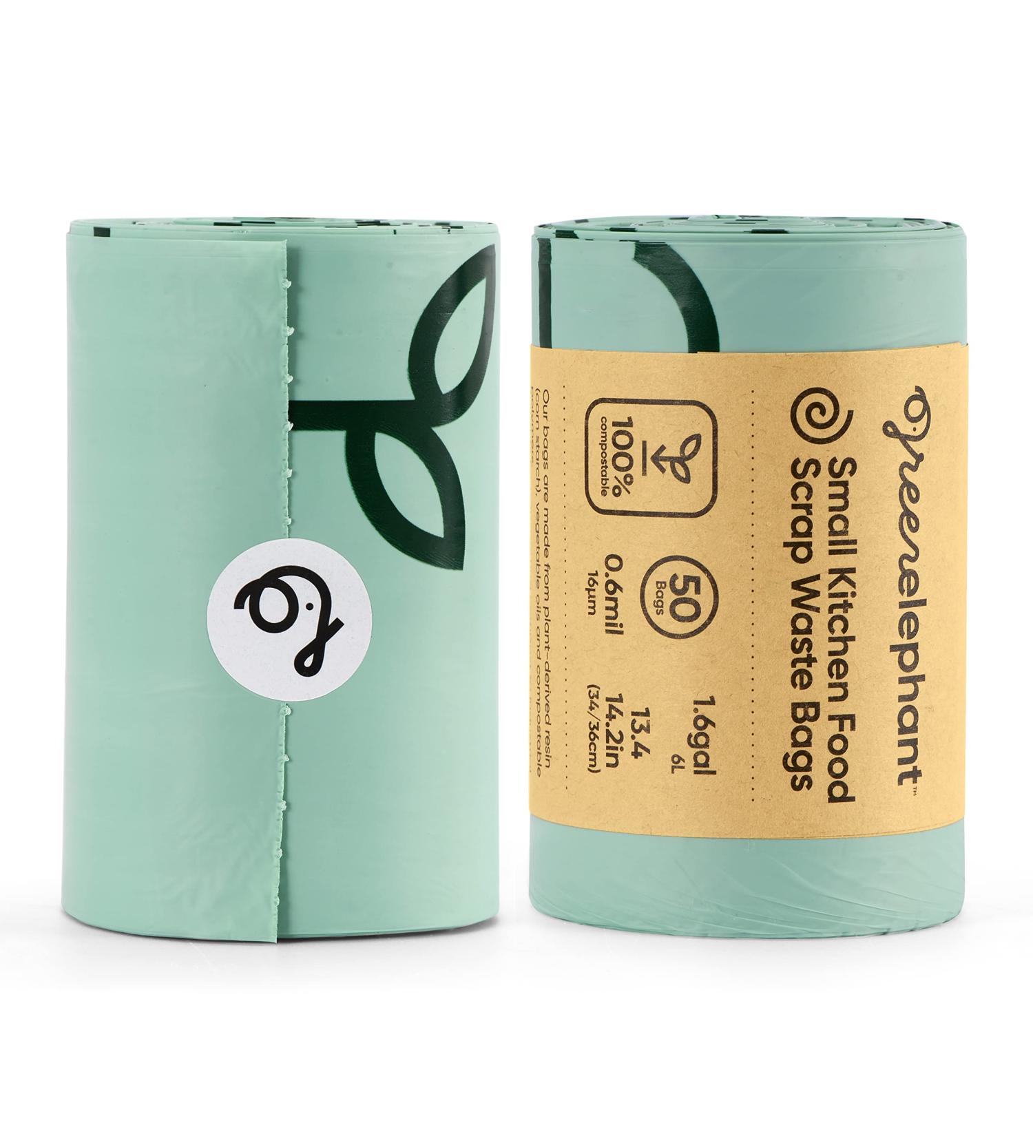 Green Elephant Small Compost Bags - 1.6 Gallon Biodegradable Trash Bags for Kitchen Compost Bin (2 Pack) - Buy Online on GoSupps.com