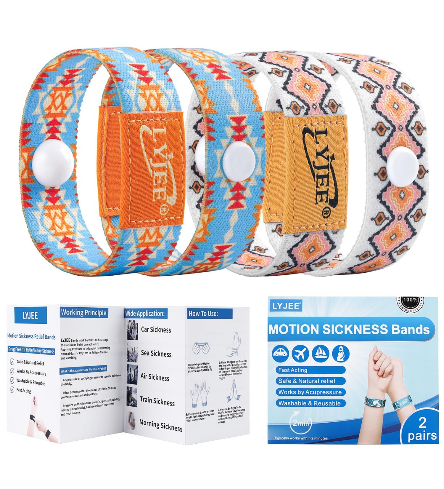 LYJEE Sea Sickness Wristbands - Motion Sickness Relief for Adults Kids & Pregnant Women | Acupressure Anti-Nausea Bands for Cruise Essentials - Buy Online on GoSupps.com