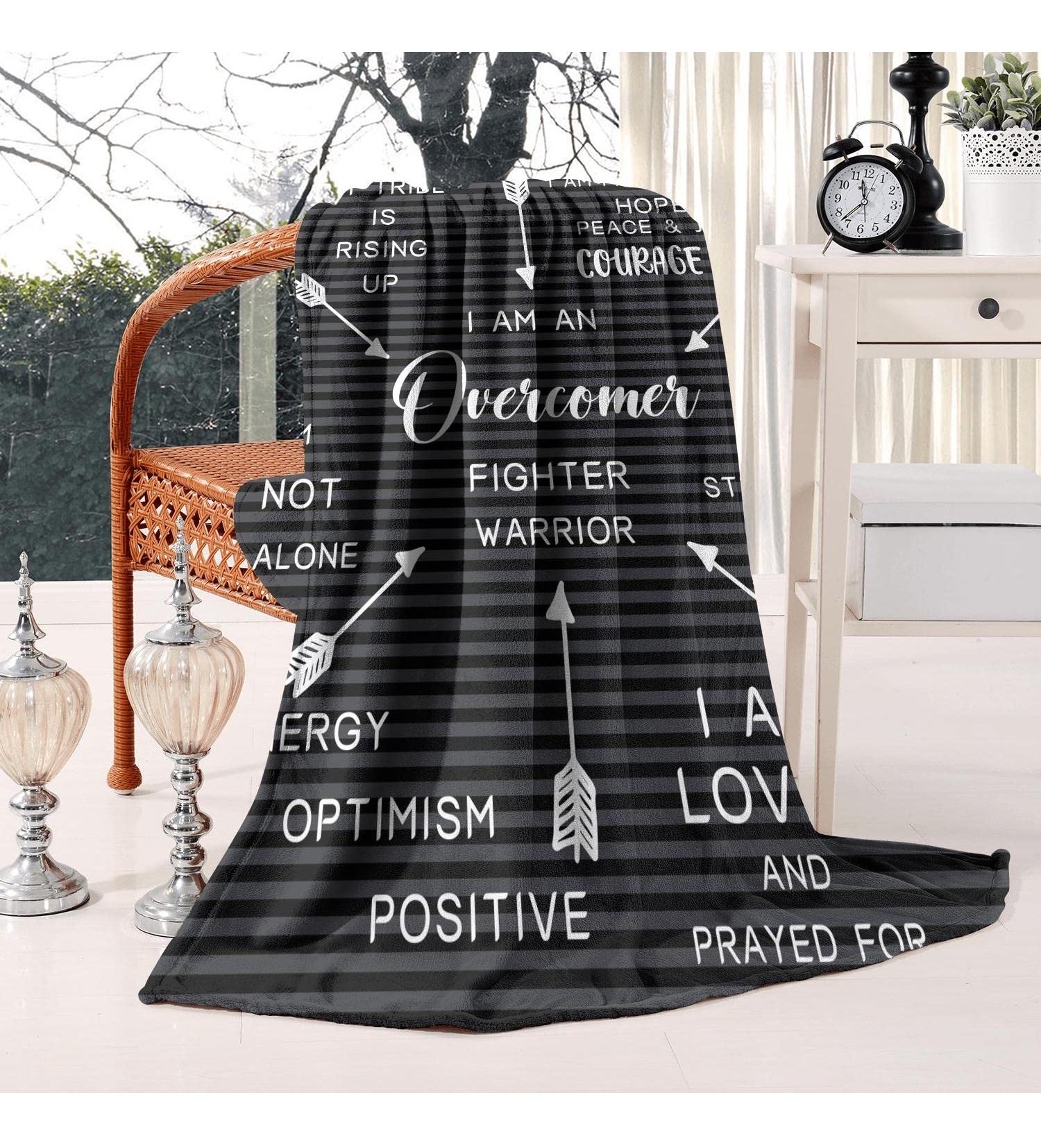 Inspirational Medicinal Blanket | Unique Funeral & Comfort Gifts for Cancer & Mastectomy Patients (50x60 Black) - Buy Online on GoSupps.com