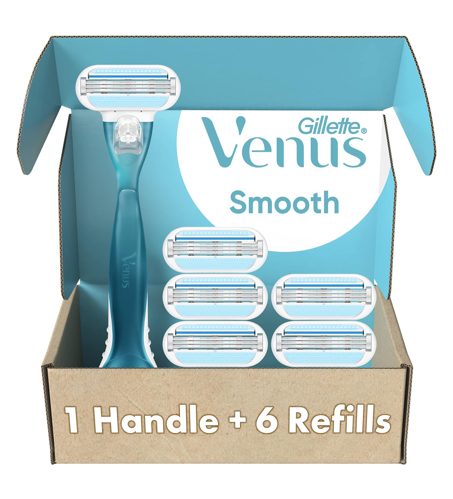 Gillette Venus Smooth Razors for Women - 1 Handle + 6 Sensitive Blade Refills - Buy Online on GoSupps.com