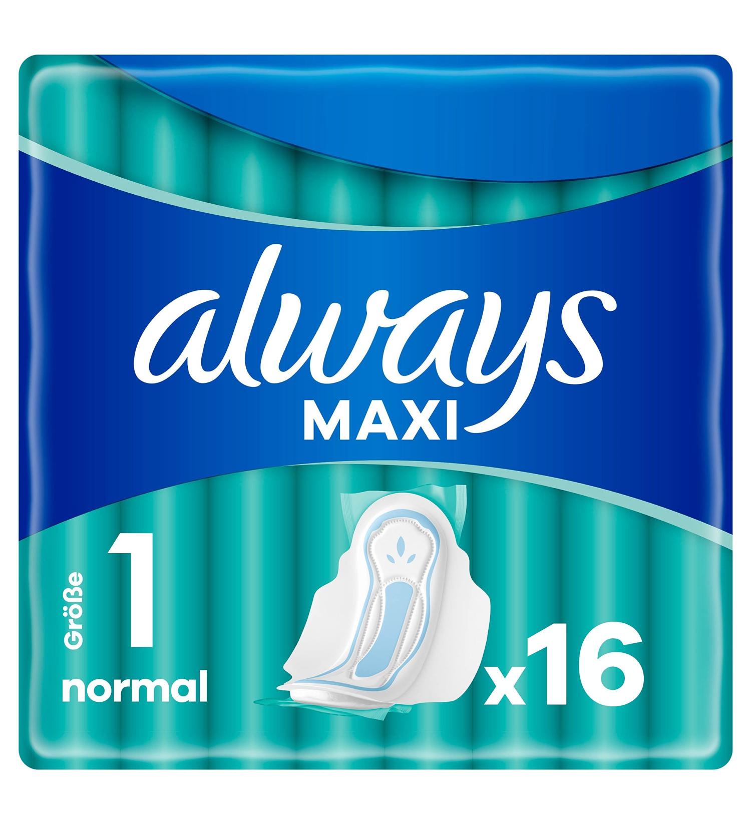Always Maxi Women's Pads | Size 1 Normal Super Absorbent & Odor-Neutralizing (16 Pieces) - International Shipping Available - Buy Online on GoSupps.com
