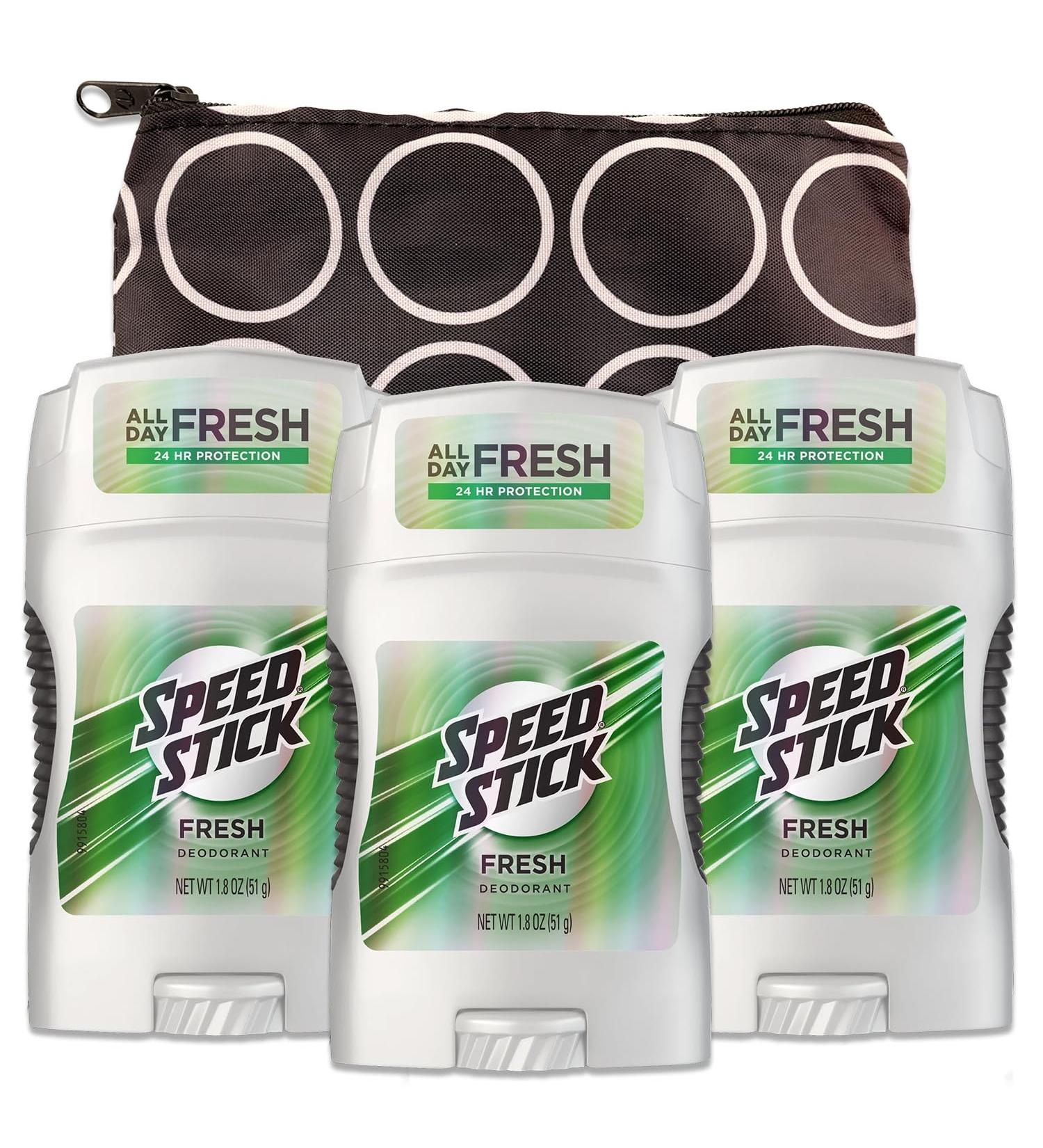 Speed Stick Fresh Antiperspirant Deodorant for Men - Travel Pack 3 Pack (1.8 Oz Each) | Perfect Travel Size Bundle with Bag - Buy Online on GoSupps.com