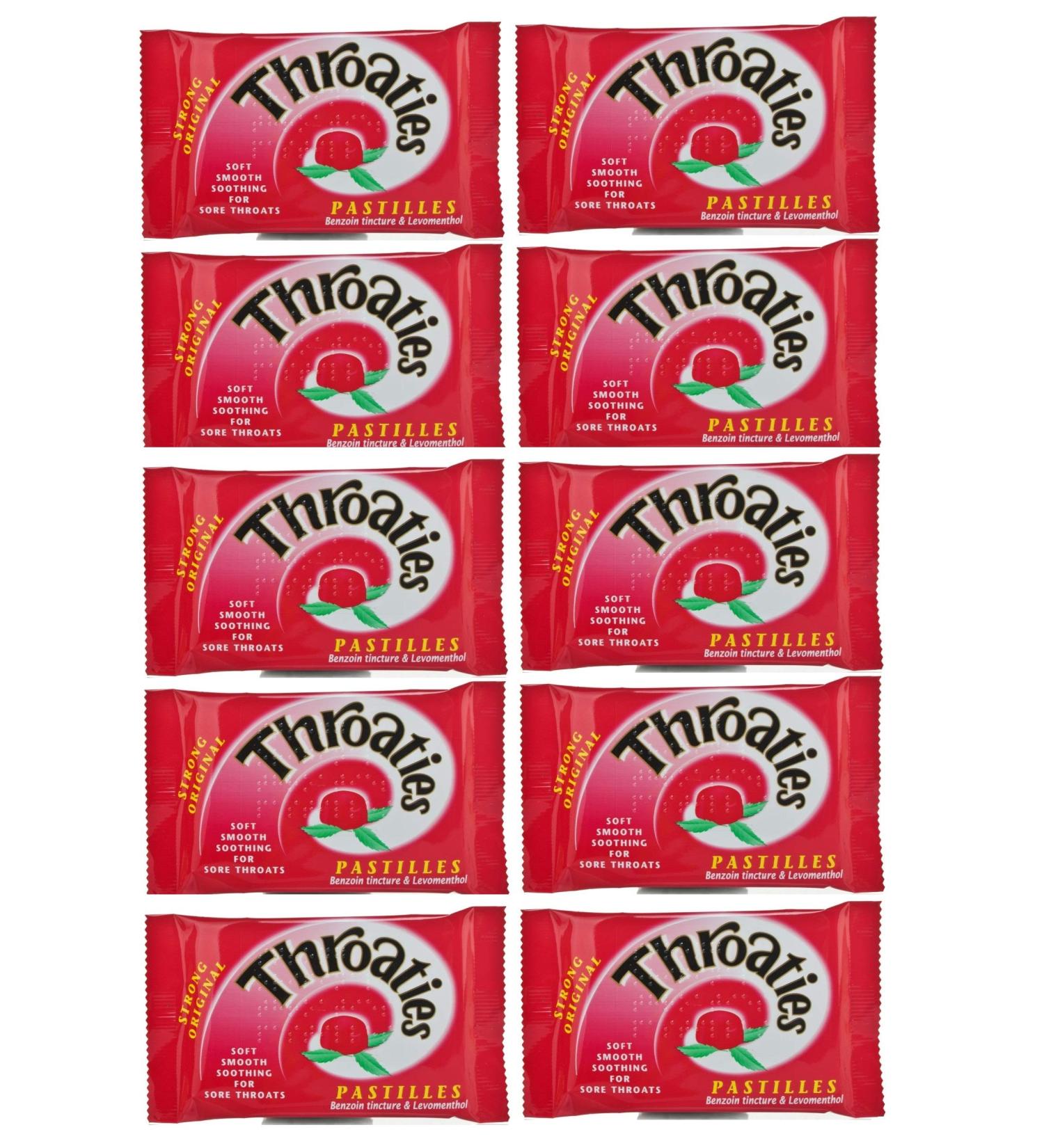 Throaties Strong Original Pastilles for Soft Soothing with Honey & Menthol X 10