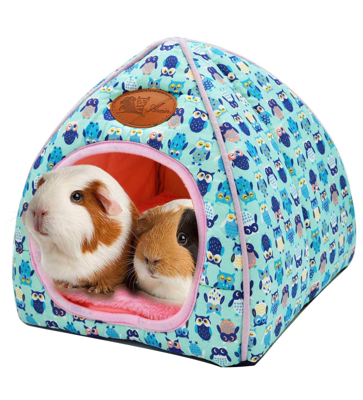 Cozy Cave Bed for Small Animals | Guinea Pig, Rabbit, Hedgehog Hideout | Chinchilla, Bearded Dragon Accessories - Blue - Buy Online on GoSupps.com