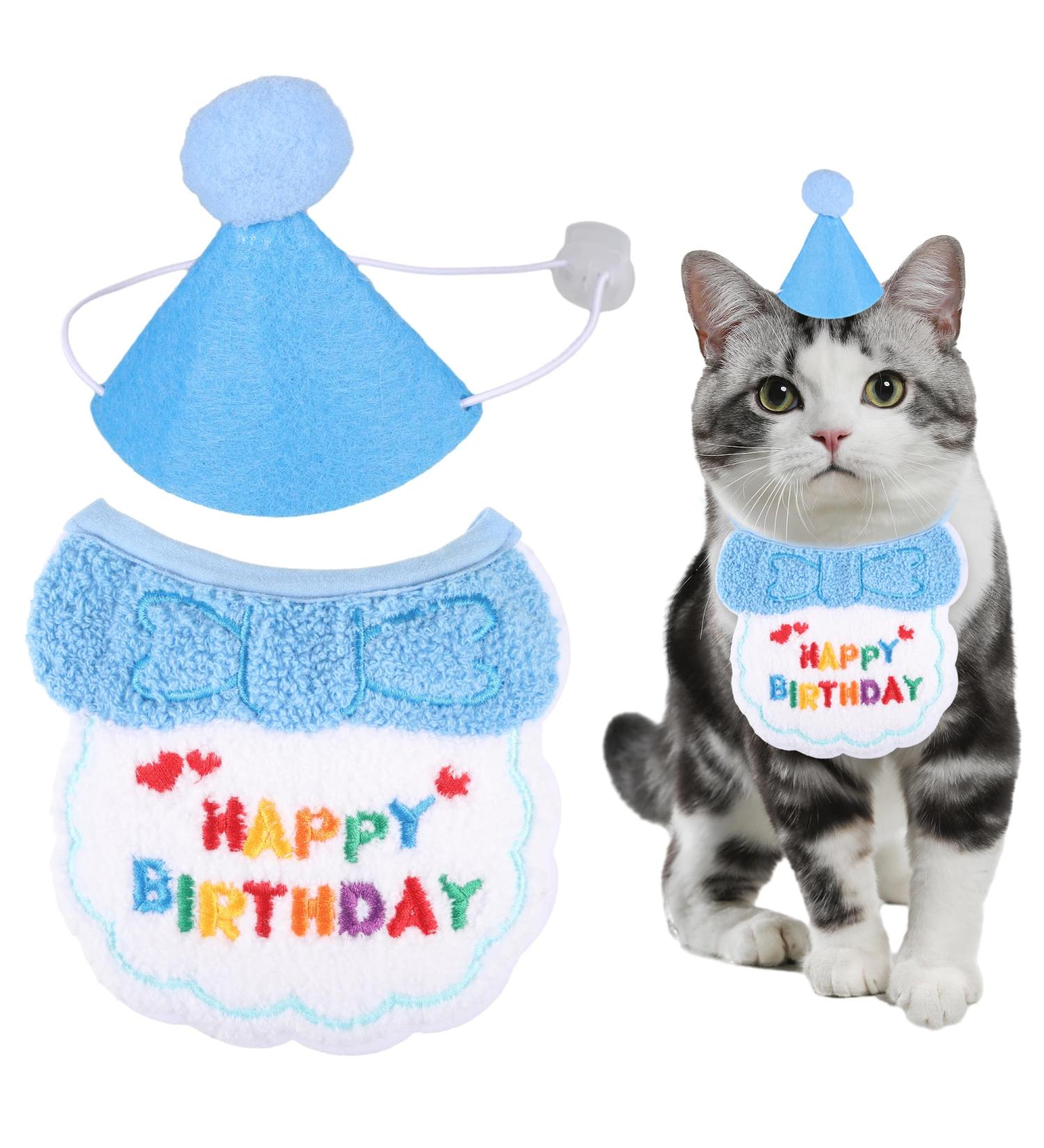 EUOOVM Cute Birthday Bandana Set for Dogs & Cats | Pet Birthday Decorations for Boys & Girls | Kitten Birthday Hat - Buy Online on GoSupps.com