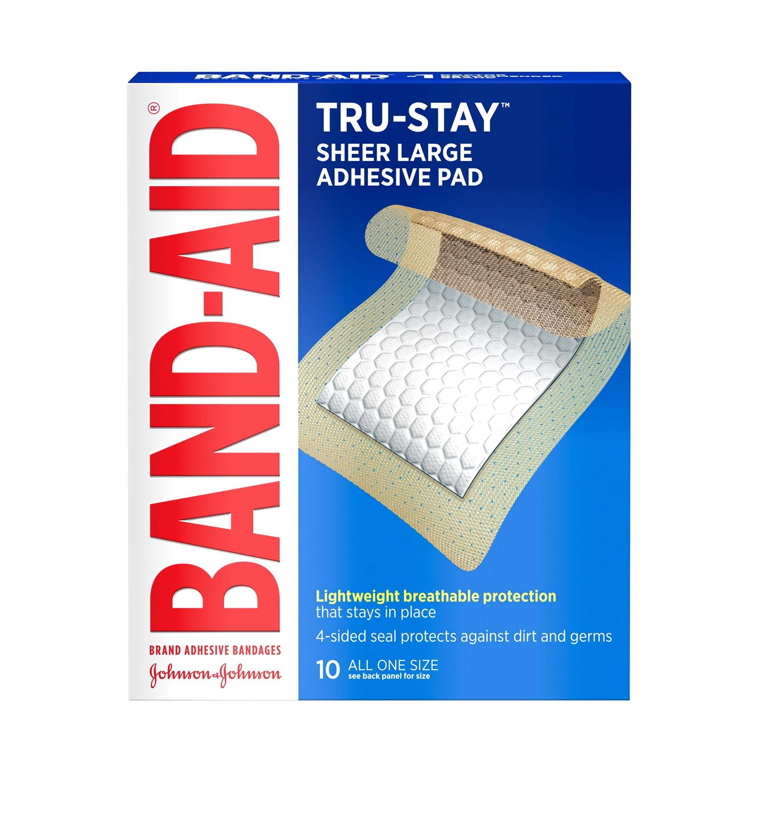 Band-Aid Tru-Stay Large Sterile Adhesive Pads - 10 Count - Buy Online on GoSupps.com