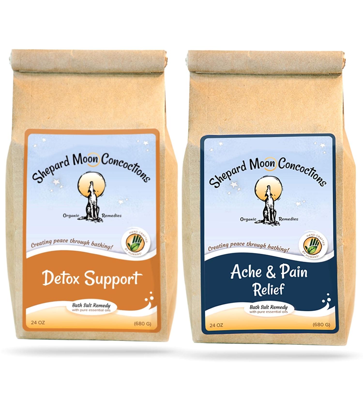 Organic Shepard Moon Pain Relief & Detox Bath Salts Set - 100% Pure Epsom Salt with Essential Oils - 48 oz Two-Pack - Buy Online on GoSupps.com