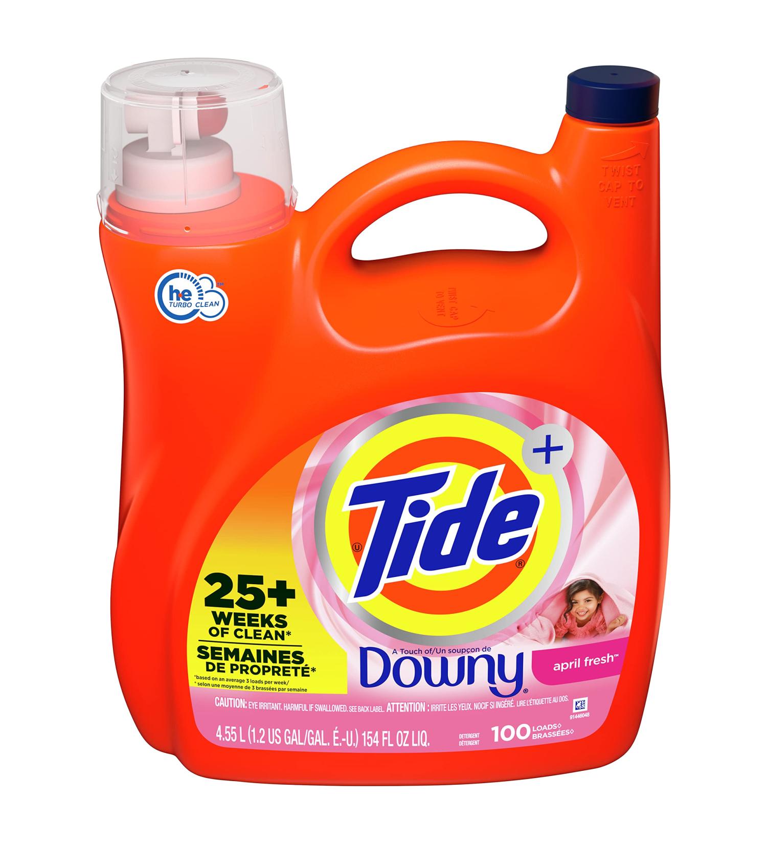 Tide Liquid Laundry Detergent with Downy - April Fresh 100 Loads 154 Fl Oz | International Shipping Available - Buy Online on GoSupps.com
