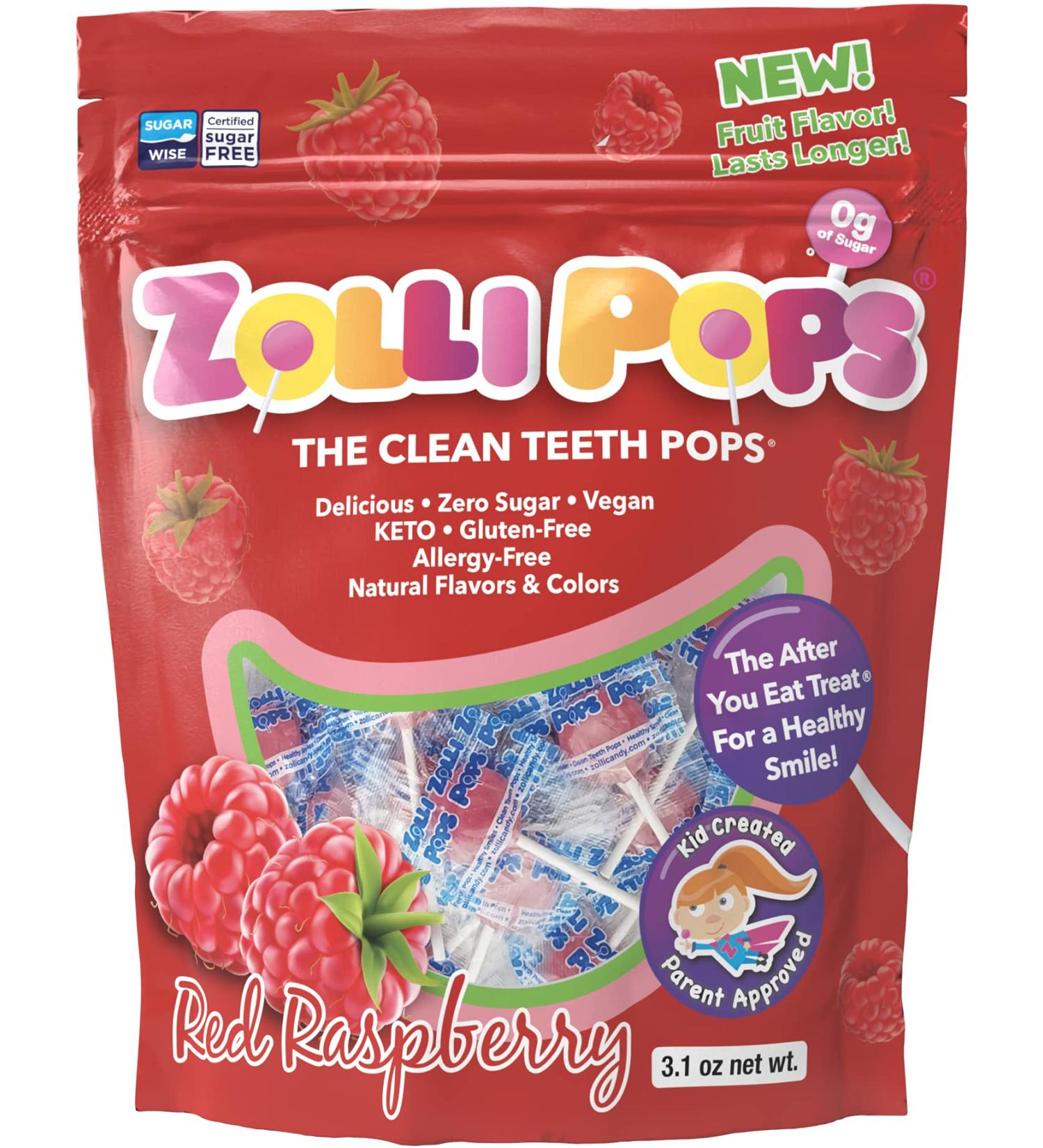 Zollipops The Clean Teeth Pops Raspberry 3.1 oz - Buy Online on GoSupps.com