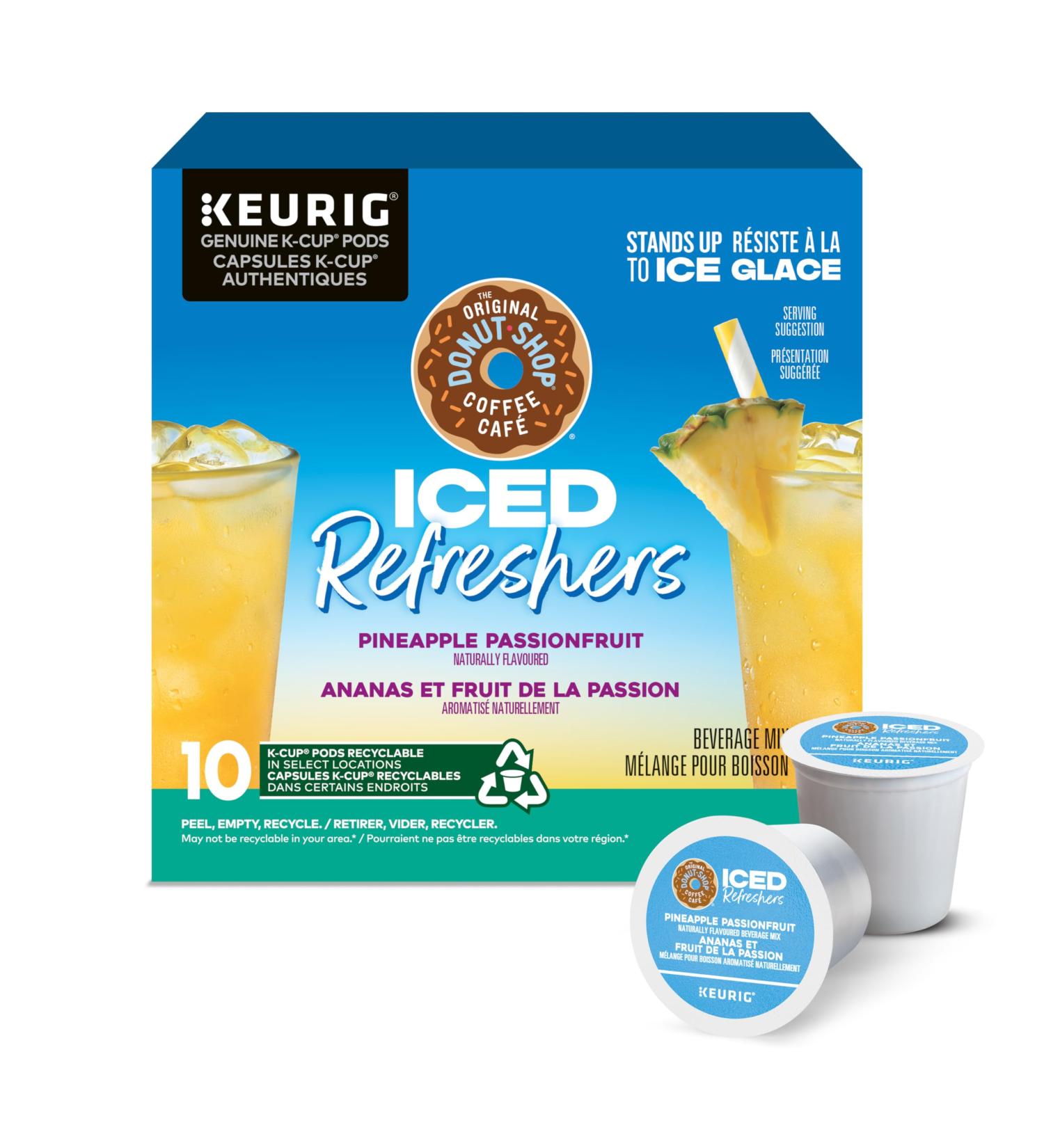The Original Donut Shop Iced Refreshers Pineapple Passionfruit K-Cup Pods 10 Count Pineapple Passionfruit 10 count (Pack of 1) - Buy Online on GoSupps.com