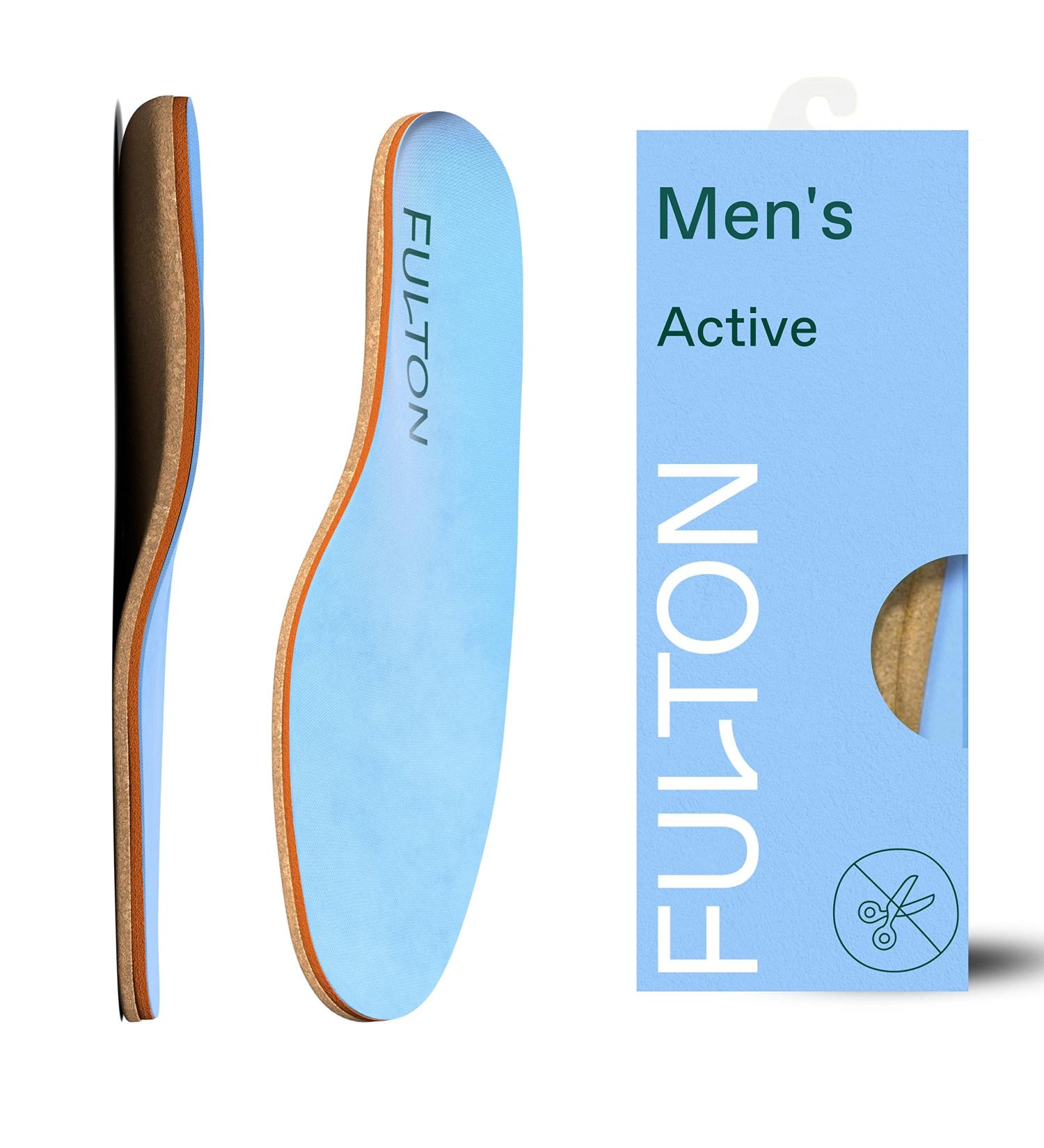 Fulton Men's Shock Absorbing Insoles with High Impact Arch Support - Custom Cork Inserts - Men's Size 10 Athletic Running Insoles - Buy Online on GoSupps.com