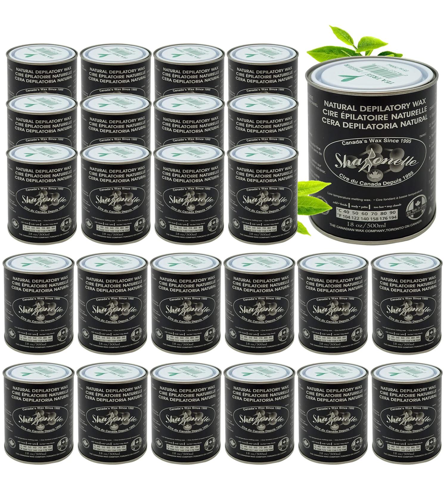 Sharonelle Soft Wax All Purpose Hair Removal Natural Depilatory Canned Wax for Sensitive Skin Canada-Made Melting Wax in Black color Canned Package (24PC Tea Tree) 500 ml (Pack of 24) Tea Tree - Buy Online on GoSupps.com