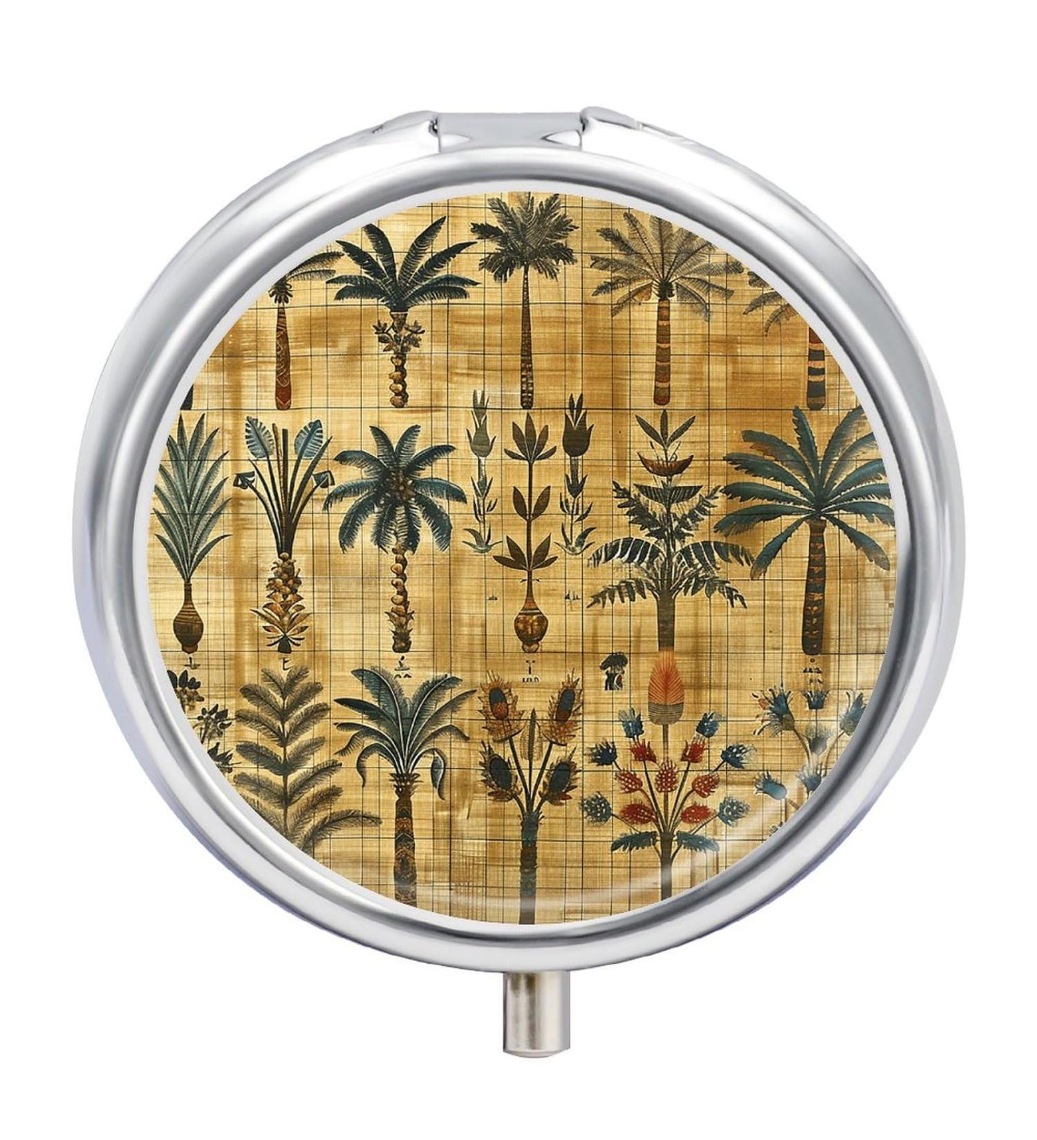 Travel Pill Box Organizer - 3 Compartment with Plant Patterns - Portable Medicine Case for Purse & Pocket - Buy Online on GoSupps.com