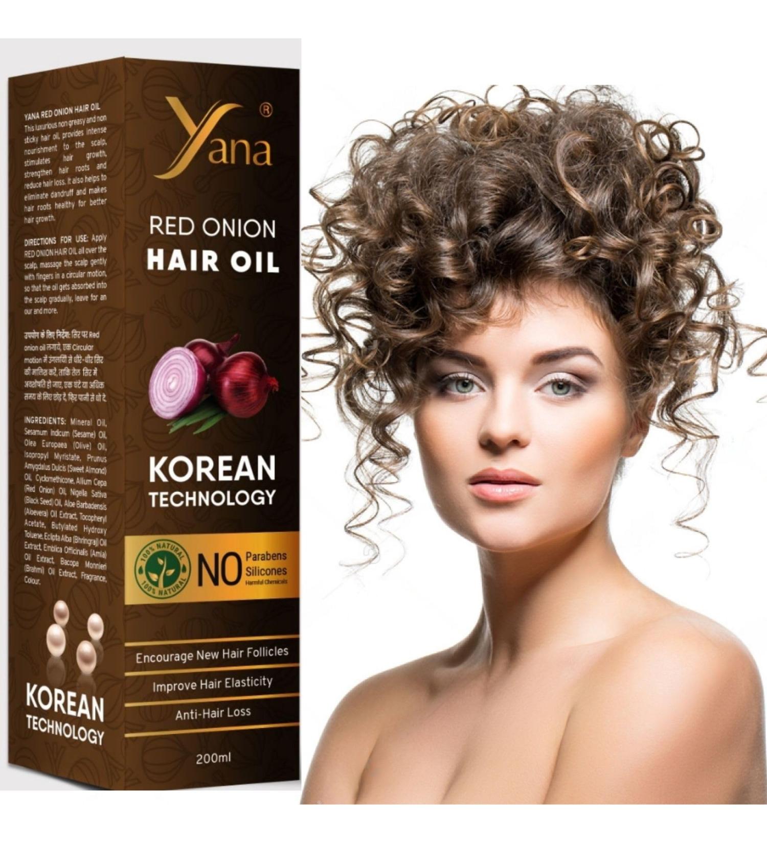 Yana Cosmetics Pvt ltd Yana Red Onion Hair Oil for Hair Growth with Bhringraj Brahmi Black Seed & Sesame Oil Pure & Natural Hair Fall Control For Black Hair men women - Buy Online on GoSupps.com