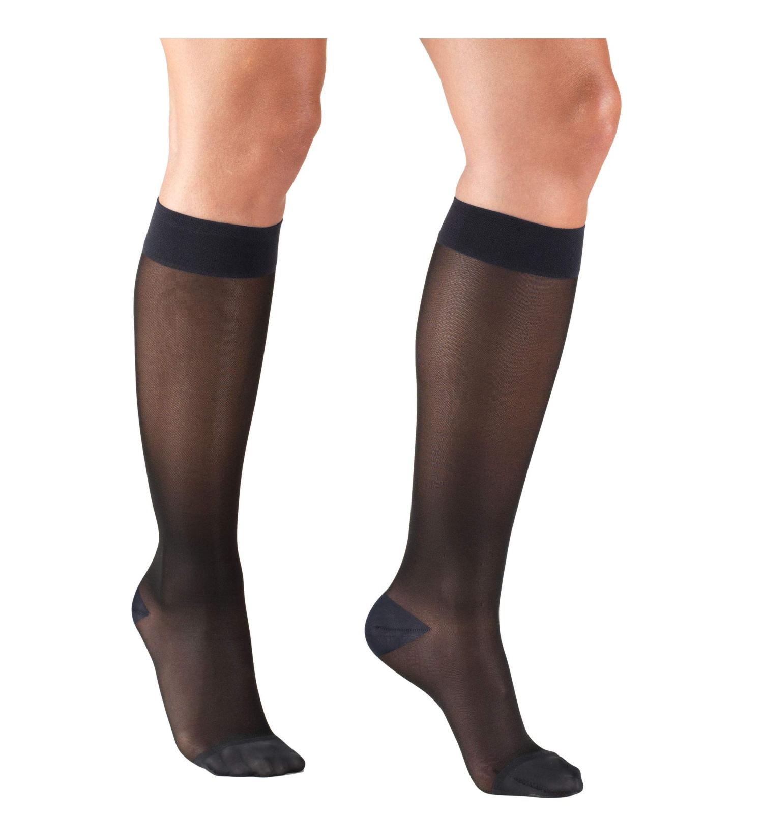 Truform Sheer Compression Stockings for Women | 15-20 mmHg Knee High | 20 Denier Charcoal Large - International Shipping Available - Buy Online on GoSupps.com