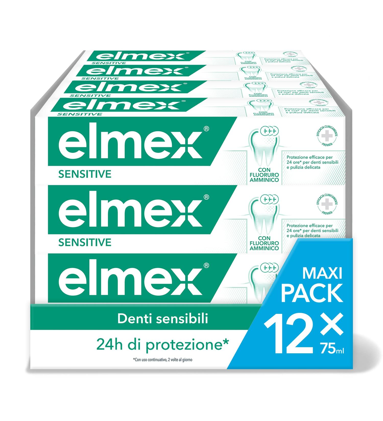  ELMEX Elmex Sensitive Toothpaste Sensitive Teeth Treatment Effective Relief and Protection Against Dental Sensitivity with Aminic Fluoride 12 x 75 ml - Buy Online on GoSupps.com