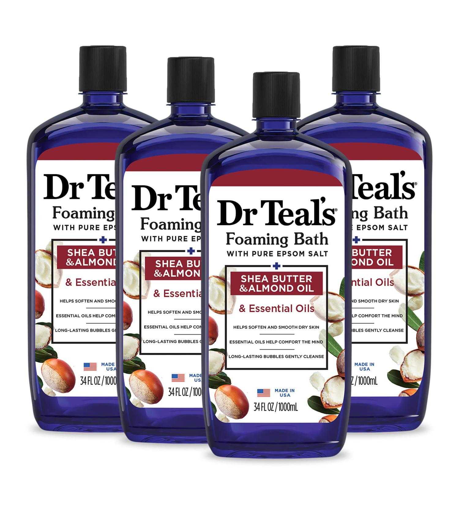 Dr Teal's Foaming Bath with Pure Epsom Salt Shea Butter & Almond 34 fl oz - Pack of 4 - Buy Online on GoSupps.com