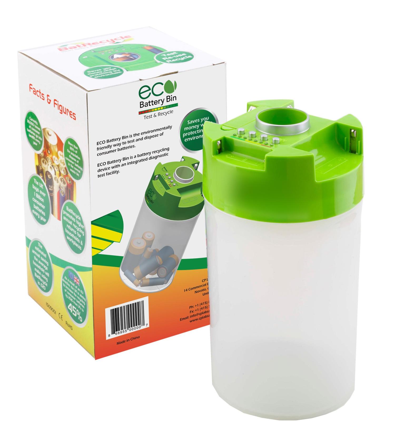 Eco Battery Bin | Test & Recycle AAA AA C D Batteries | Sustainable Solution for Eco-Friendly Living - Buy Online on GoSupps.com