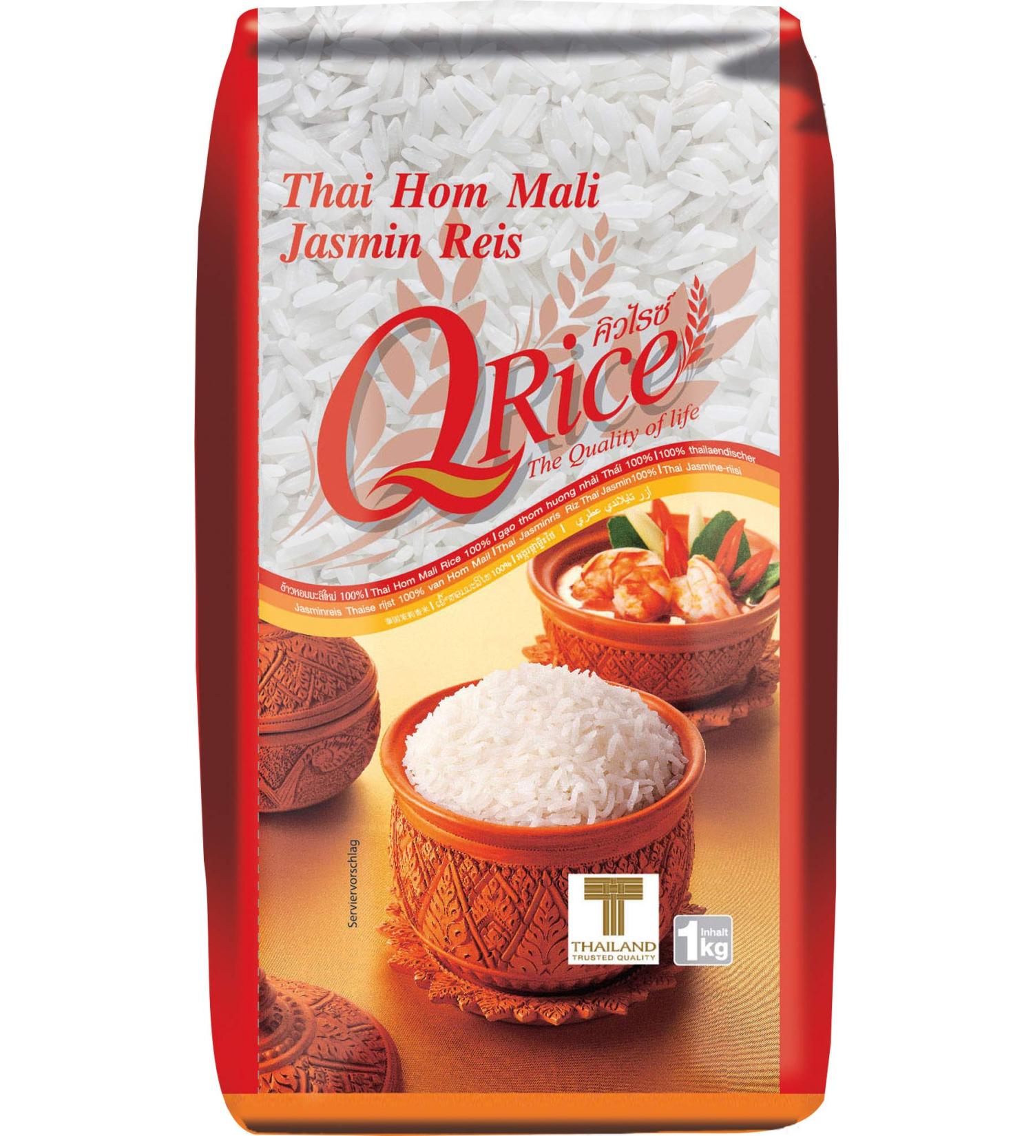 Buy Q RICE Jasmine Rice - 100% Fragrant Thai Hom Mali - Long Grain Rice - 3x1kg Pack - International Shipping Available - Buy Online on GoSupps.com