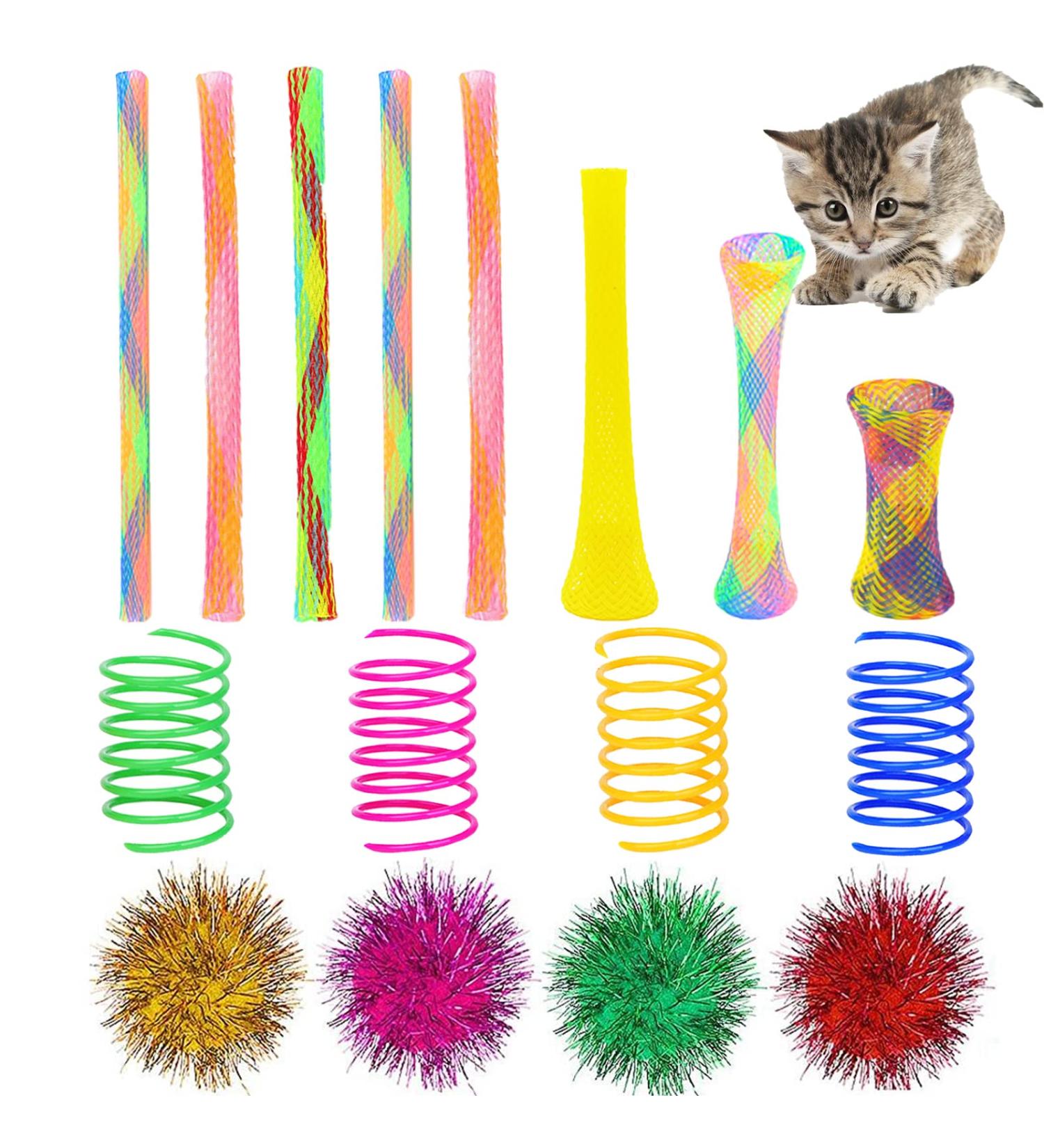 Buy Aimicoca 45-Piece Cat Toys Set - Interactive Spring Balls Tubes & Pom Poms for Kittens - International Shipping Available - Buy Online on GoSupps.com
