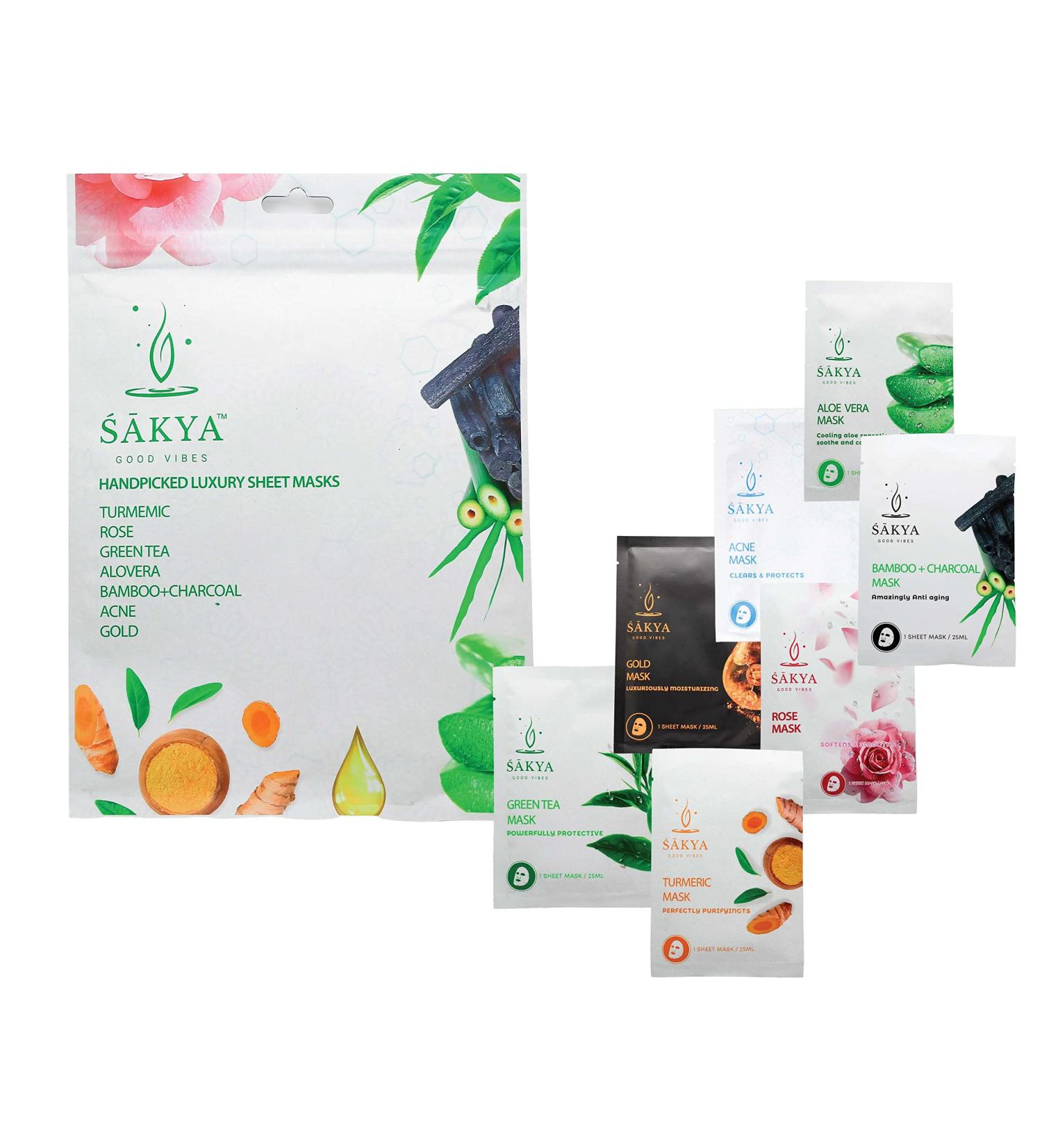 Sakya Premium Facial Mask Sheet - Best Aloe Vera Gel Acne Treatment | Korean Skincare 7 Pack for Under Eye Patches & Blackhead Removal - Buy Online on GoSupps.com