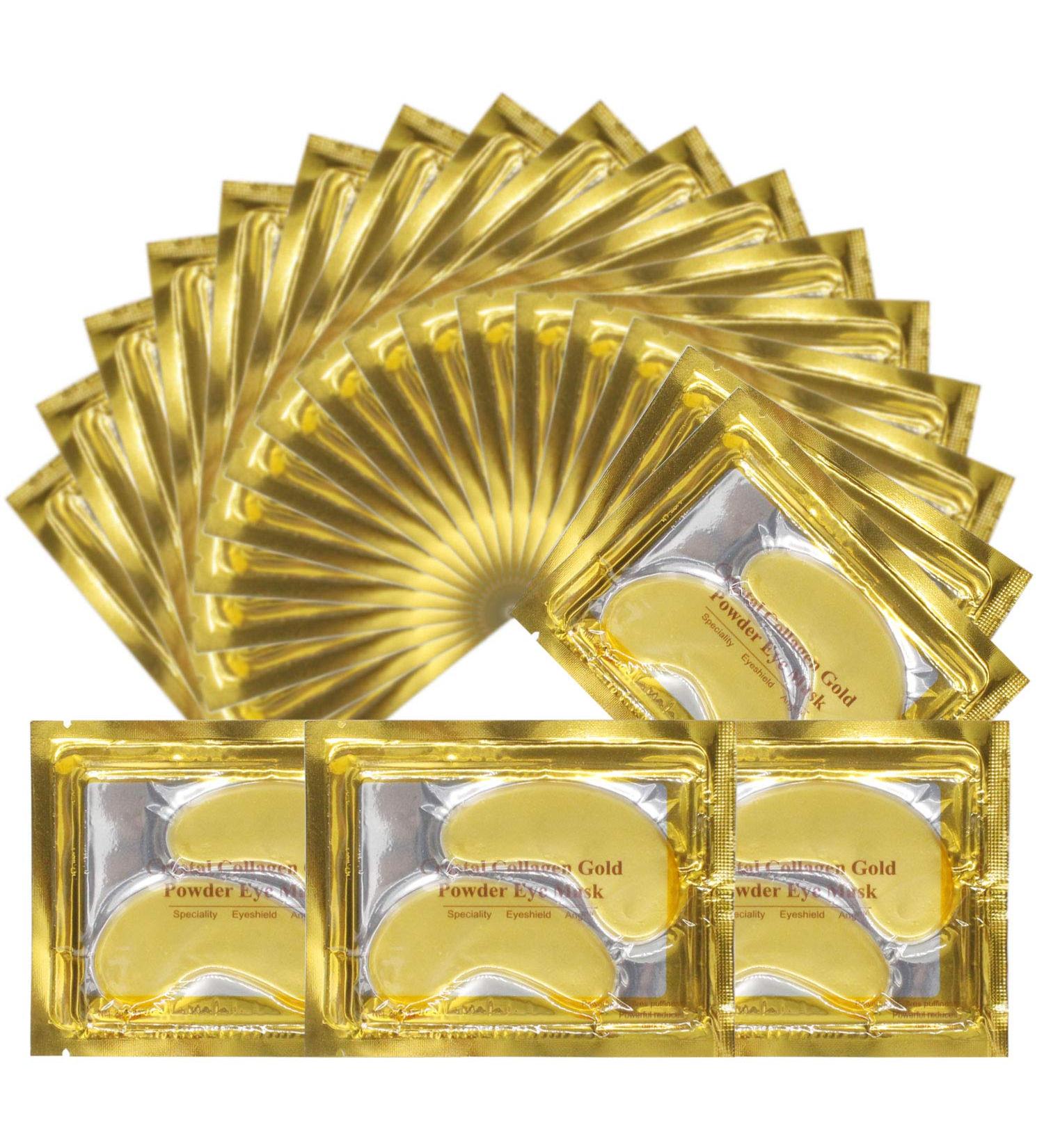 Premium Crystal 24K Gold Powder Gel Collagen Eye Mask 25 Pairs Eye Treatment Masks for Women and Men Moisturiser Anti Aging Anti Wrinkle Remove Eye Bags Dark Circles Puffy Eyes 1 count (Pack of 25) - Buy Online on GoSupps.com