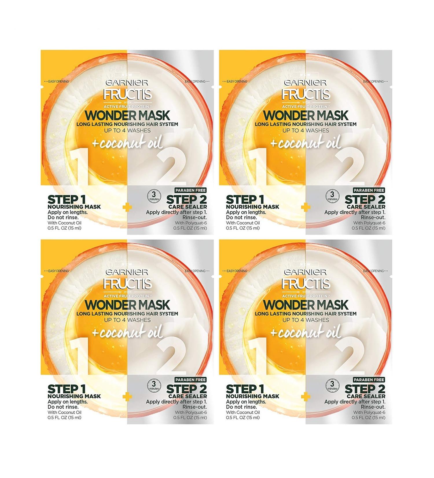 Garnier Fructis Wonder Mask with Coconut Oil 4 Count - Deep Conditioning Treatment - Buy Online on GoSupps.com