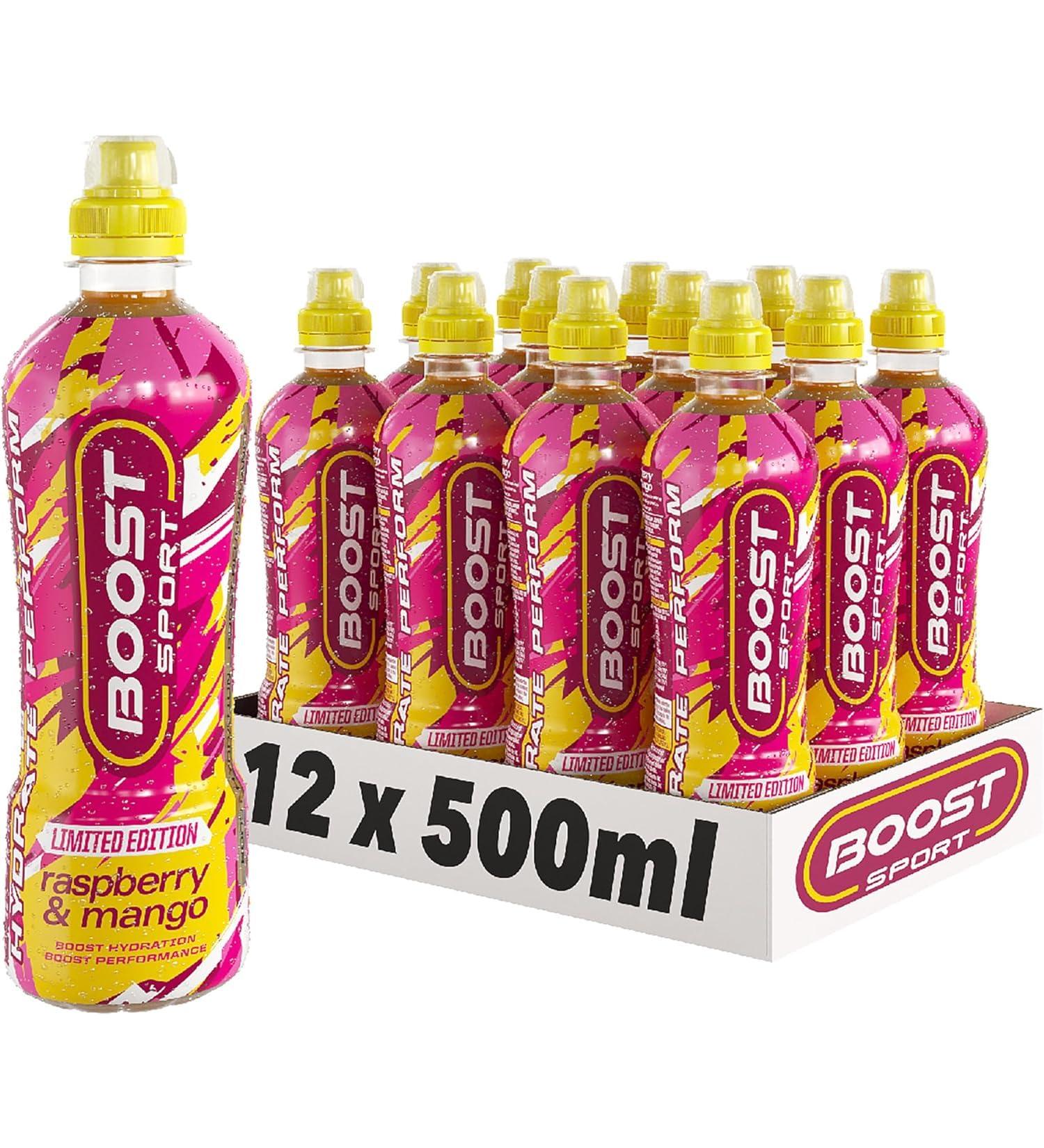 Boost Sport Isotonic Drink (Pack of 12 Raspberry & Mango) Raspberry & Mango Pack of 12