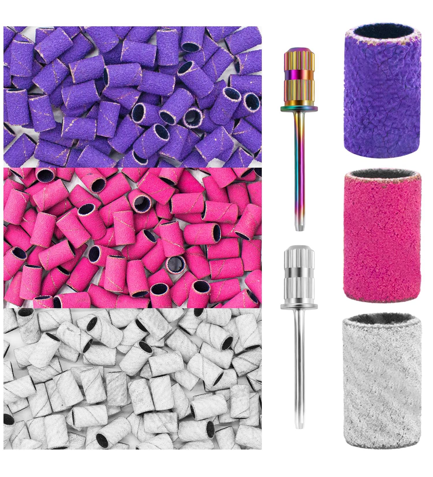 300 Pieces Grinding Sleeve Nail Miller Set - Coarse & Fine Grain Tapes (100# 180# 240#) with 2.35mm Mandrel Bits - Manicure Grinding Cap Box - Buy Online on GoSupps.com