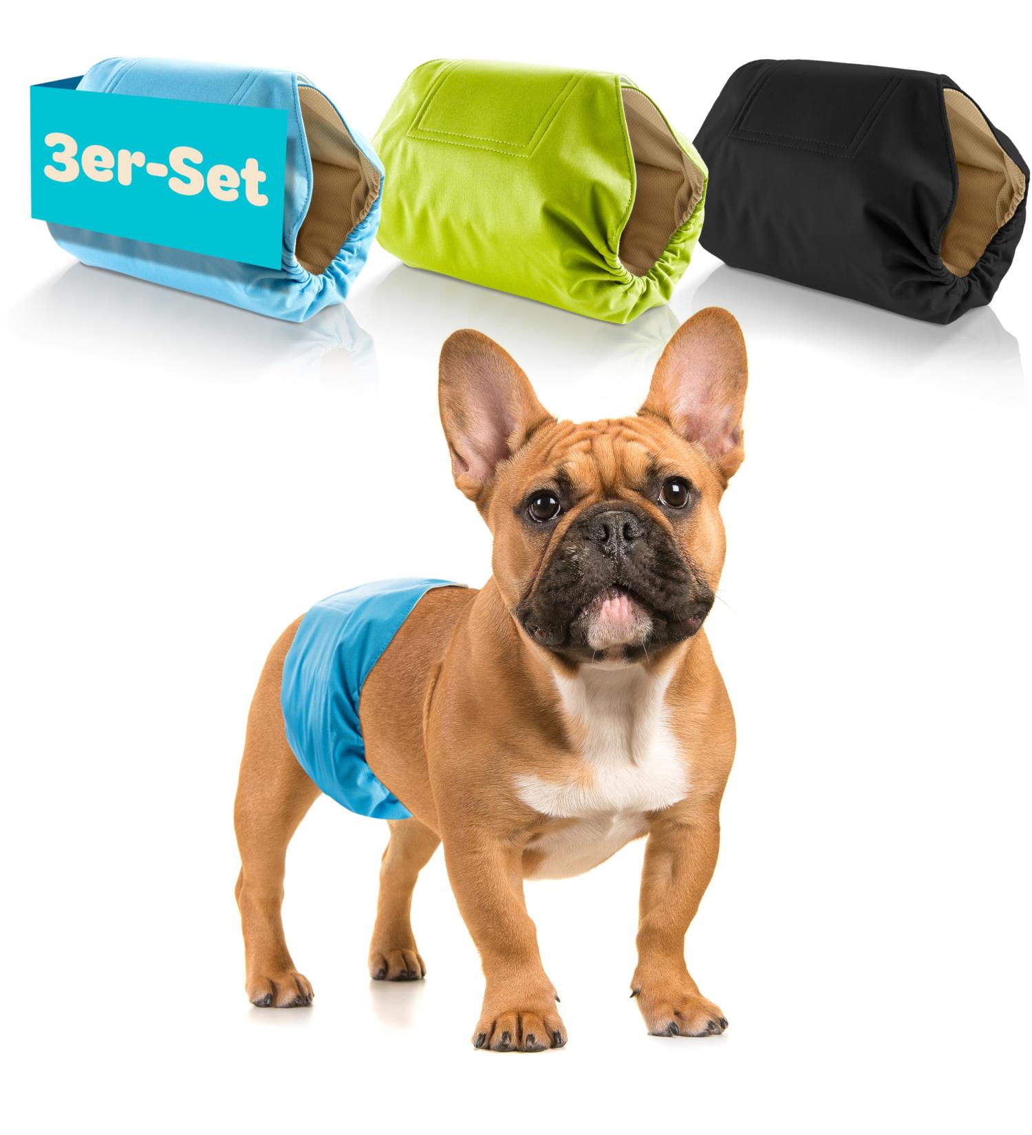 Dog is K nig Male Dog Diapers - 3 Pack Washable Eco-Friendly Incontinence Diapers for Comfortable Fit (S: 32-38cm) - Easy to Clean Strong Suction - Black Blue Green - Buy Online on GoSupps.com