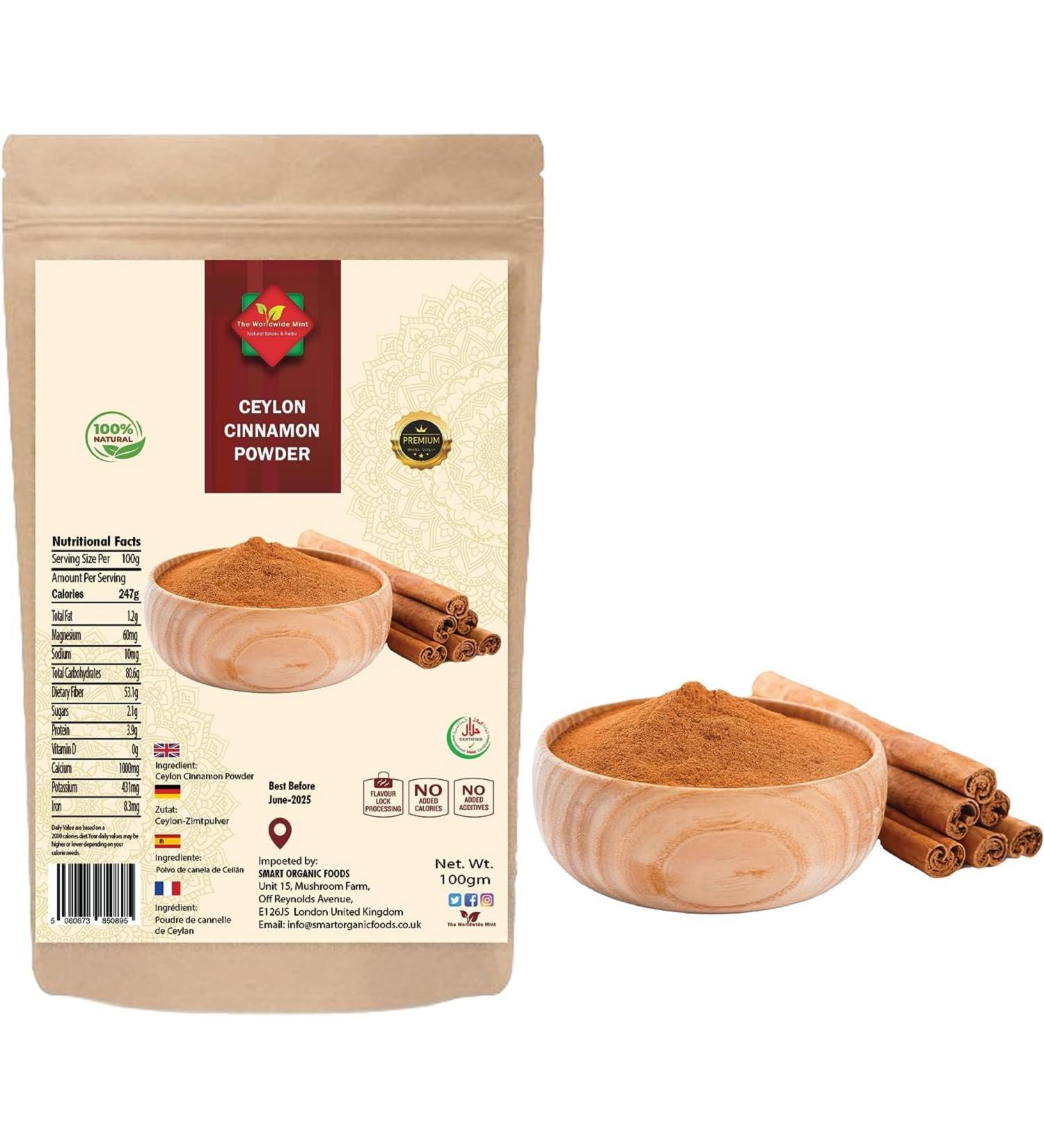 Ceylon Cinnamon Powder | Ethically Sourced 100% Authentic True Ceylon | Cinnamon Ground | Dalchini Powder | Premium Quality | Natural | Non GMO| Vegan | No additives | No Preservatives | 100G 100 g (Pack of 1) - Buy Online on GoSupps.com