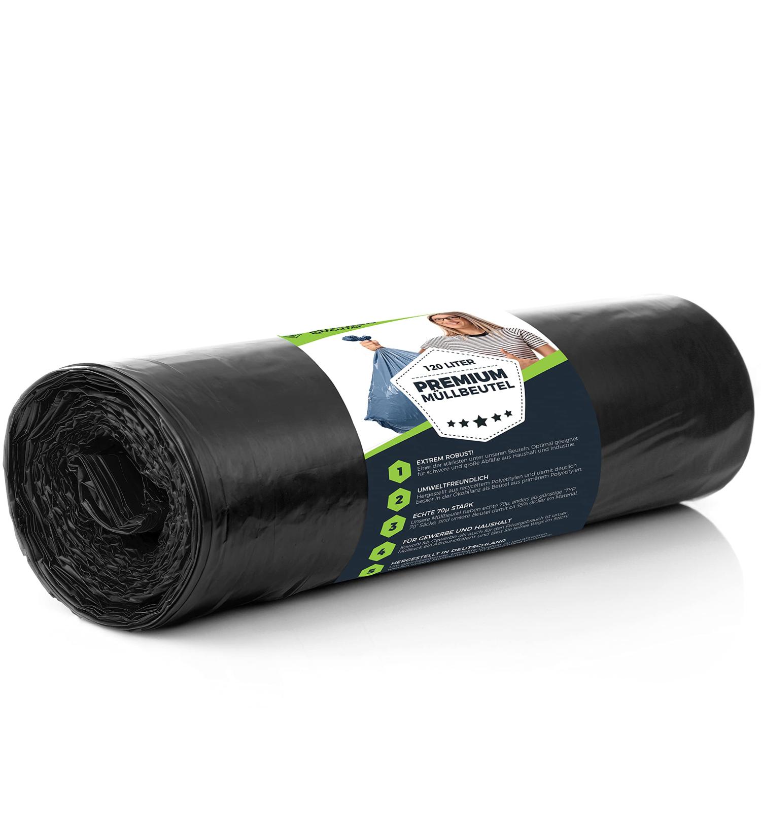Buy Extra Strong 120L Black Garbage Bags - Tear-Resistant Waste Bags (25 Pack) | XXL LDPE - 700x1100 mm - Buy Online on GoSupps.com