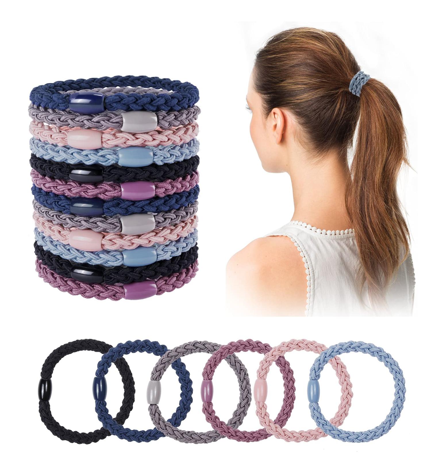 18 Pieces Multi-Colored Cotton Hair Ties - Elastic Braided Ponytail Holders for Women - International Shipping Available - Buy Online on GoSupps.com