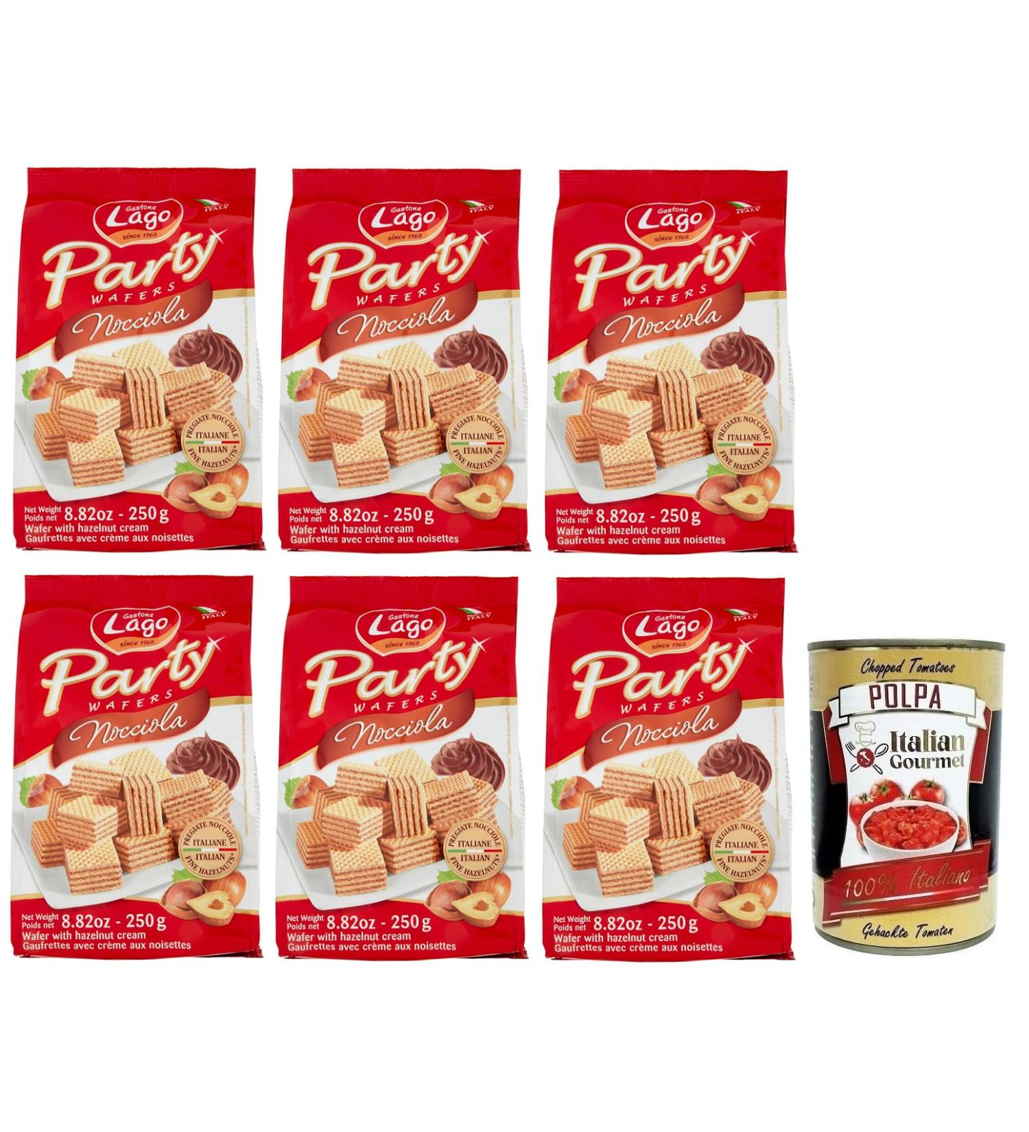  Italian Gourmet E.R. Gastone Lago Party Wafers Nocciola Set of 6 waffles with hazelnut cream 250 g + Gourmet Italian Pomodoro Pulp 400 g - Buy Online on GoSupps.com