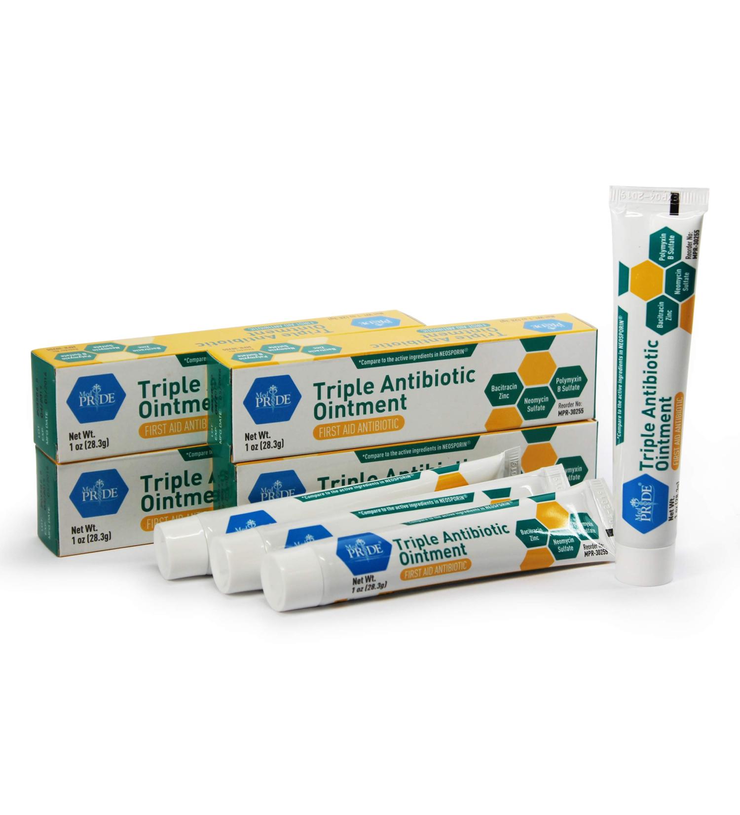 Medpride Triple Antibiotic Ointment 1 oz 4-Pack | Effective 24-Hour First Aid for Minor Wounds, Scratches & Abrasions | Preventative Zinc Ointment with Neomycin & Polymyxin - Buy Online on GoSupps.com